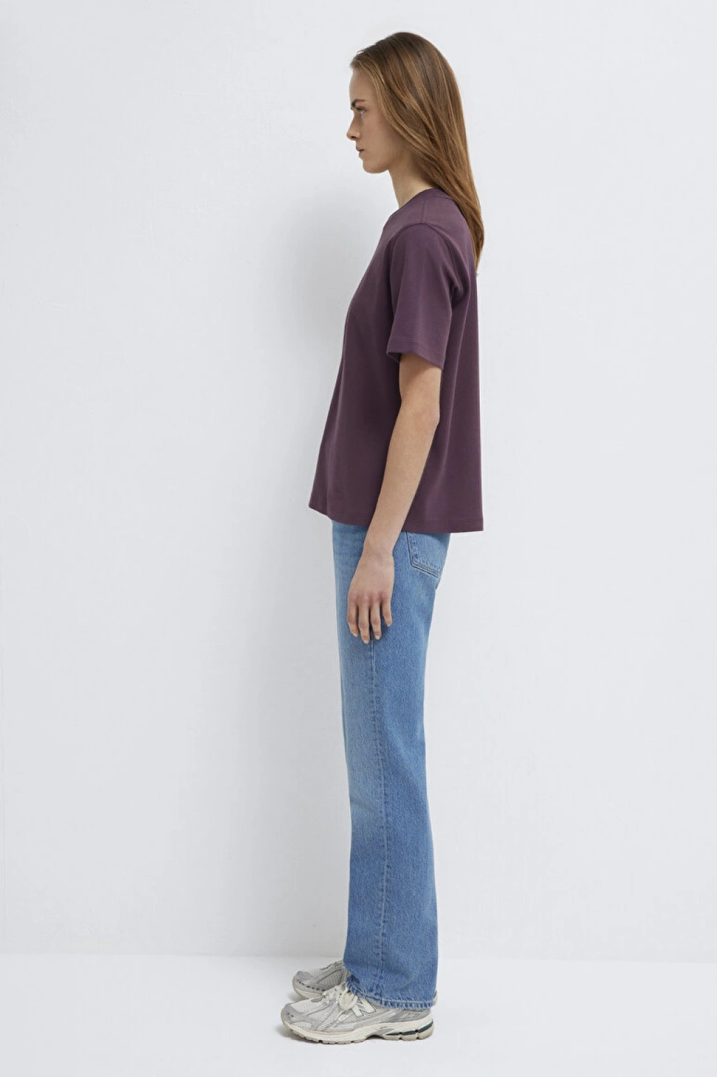 Mavi Logo Baskılı İnterlok Mor Tişört