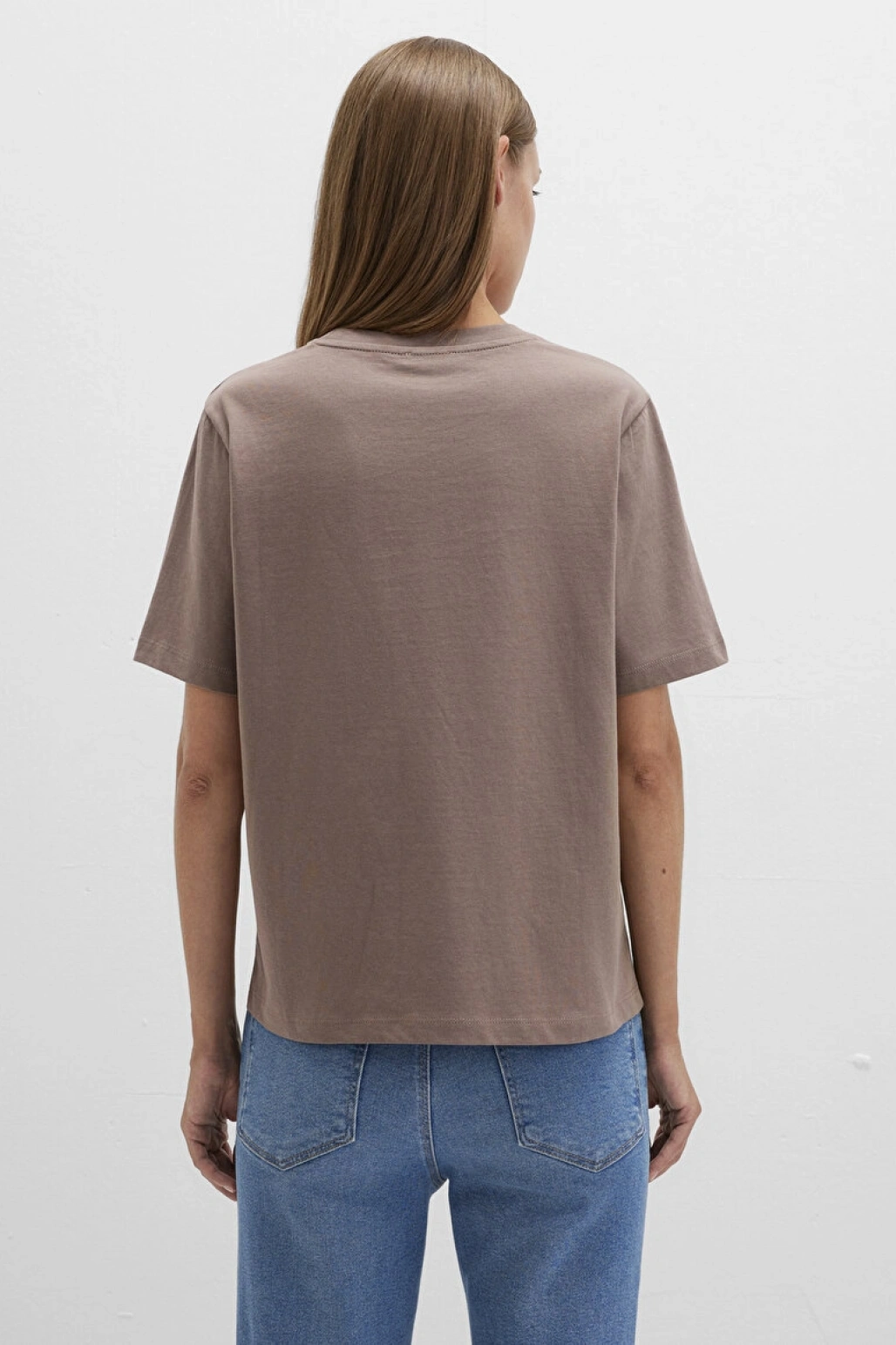 Mavi Baskılı Kahverengi Tişört Regular Fit / Normal Kesim