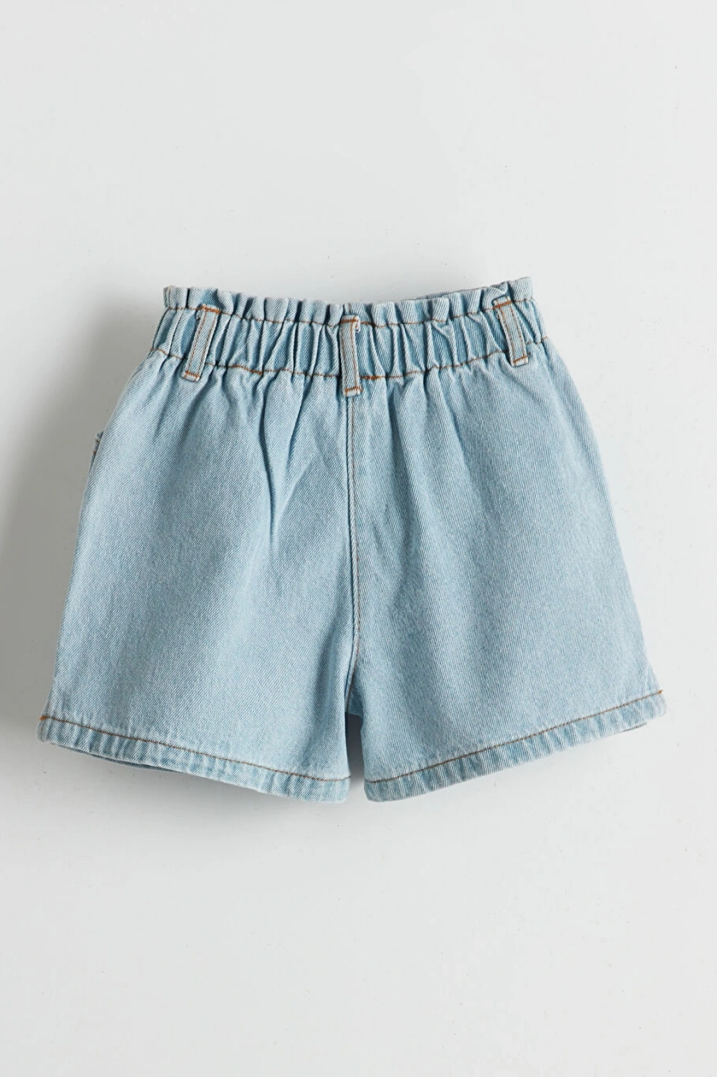 LC WAİKİKİ LCW Kids Mavi Beli Lastikli Nakışlı Kız Çocuk Jean Şort