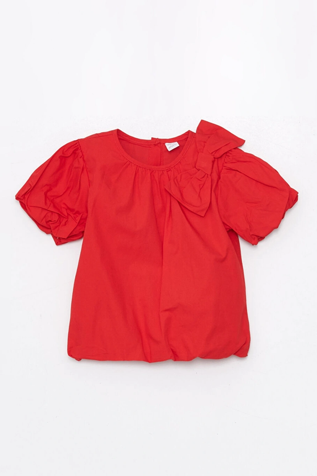 CW Kids Kırmızı Bisiklet Yaka Balon Kollu Kız Çocuk Bluz