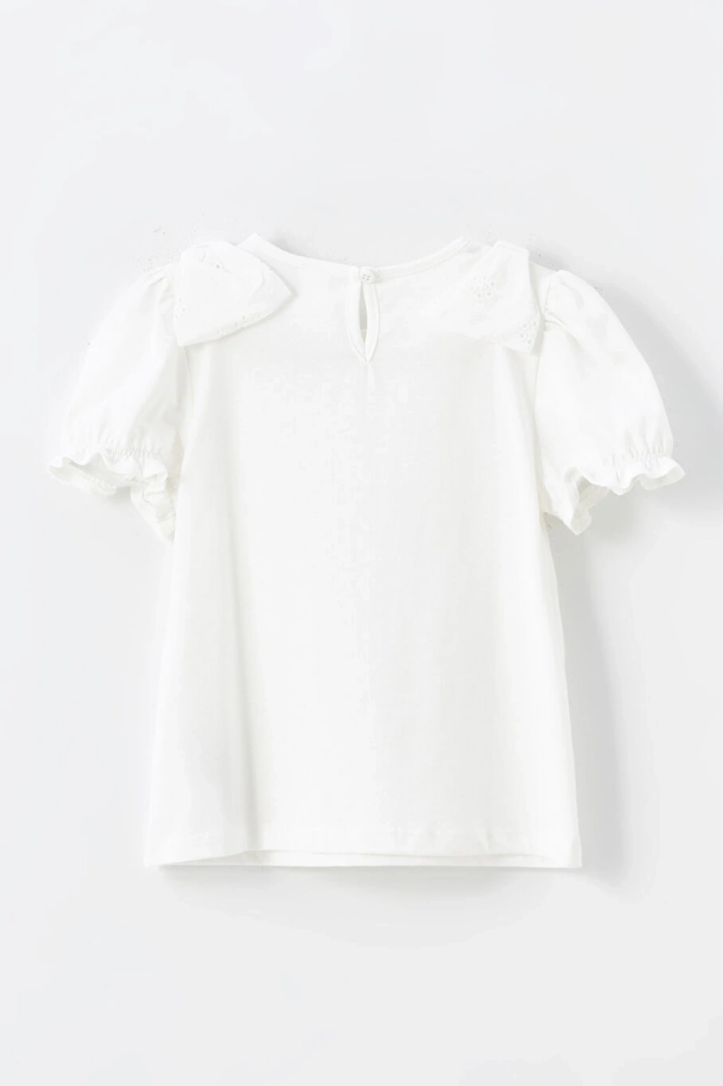 LCW Kids Ekru Bisiklet Yaka Kısa Kollu Basic Kız Çocuk Tişört