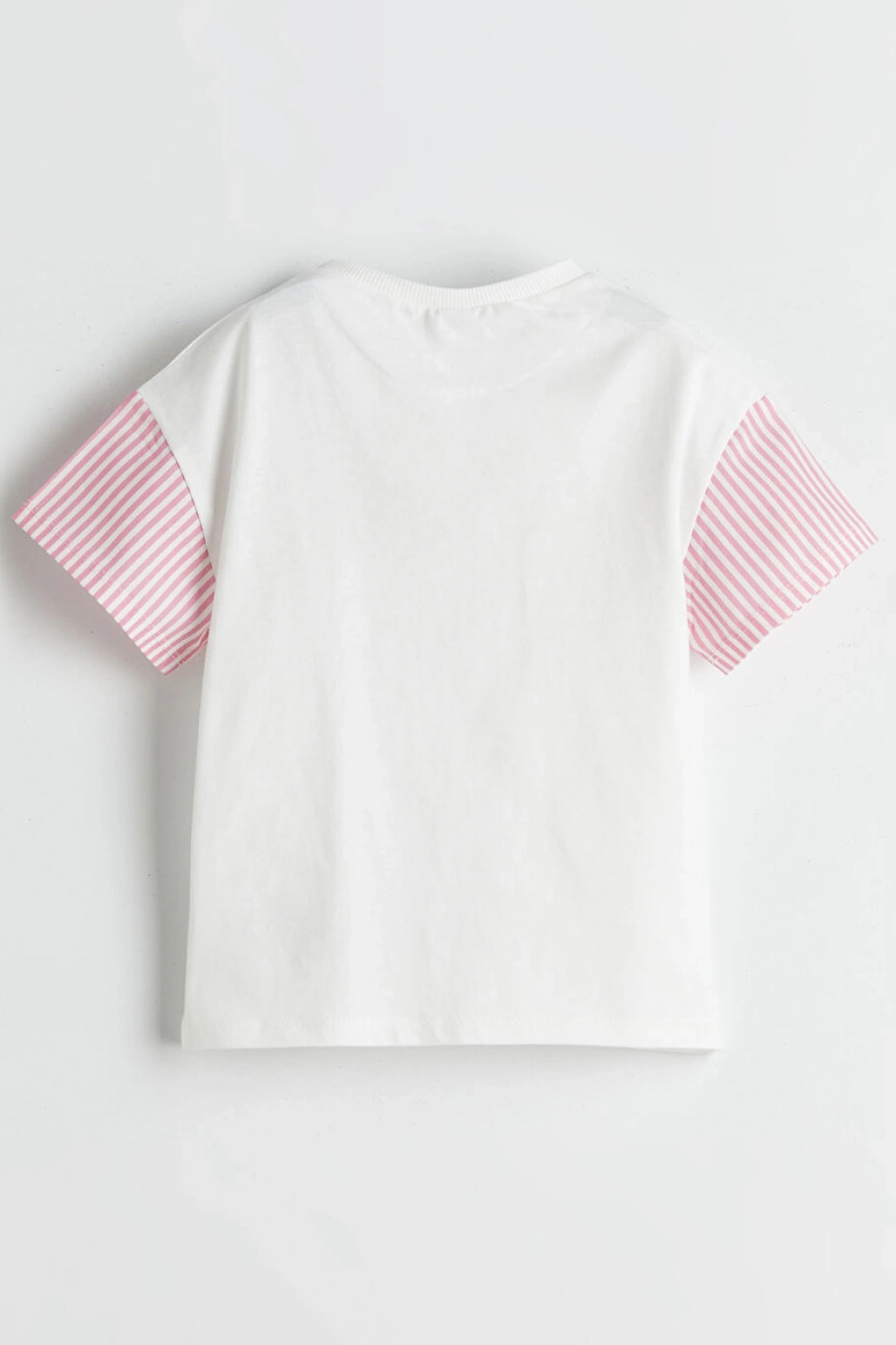 LCW Kids Ekru Bisiklet Yaka Baskılı Kız Çocuk Tişört