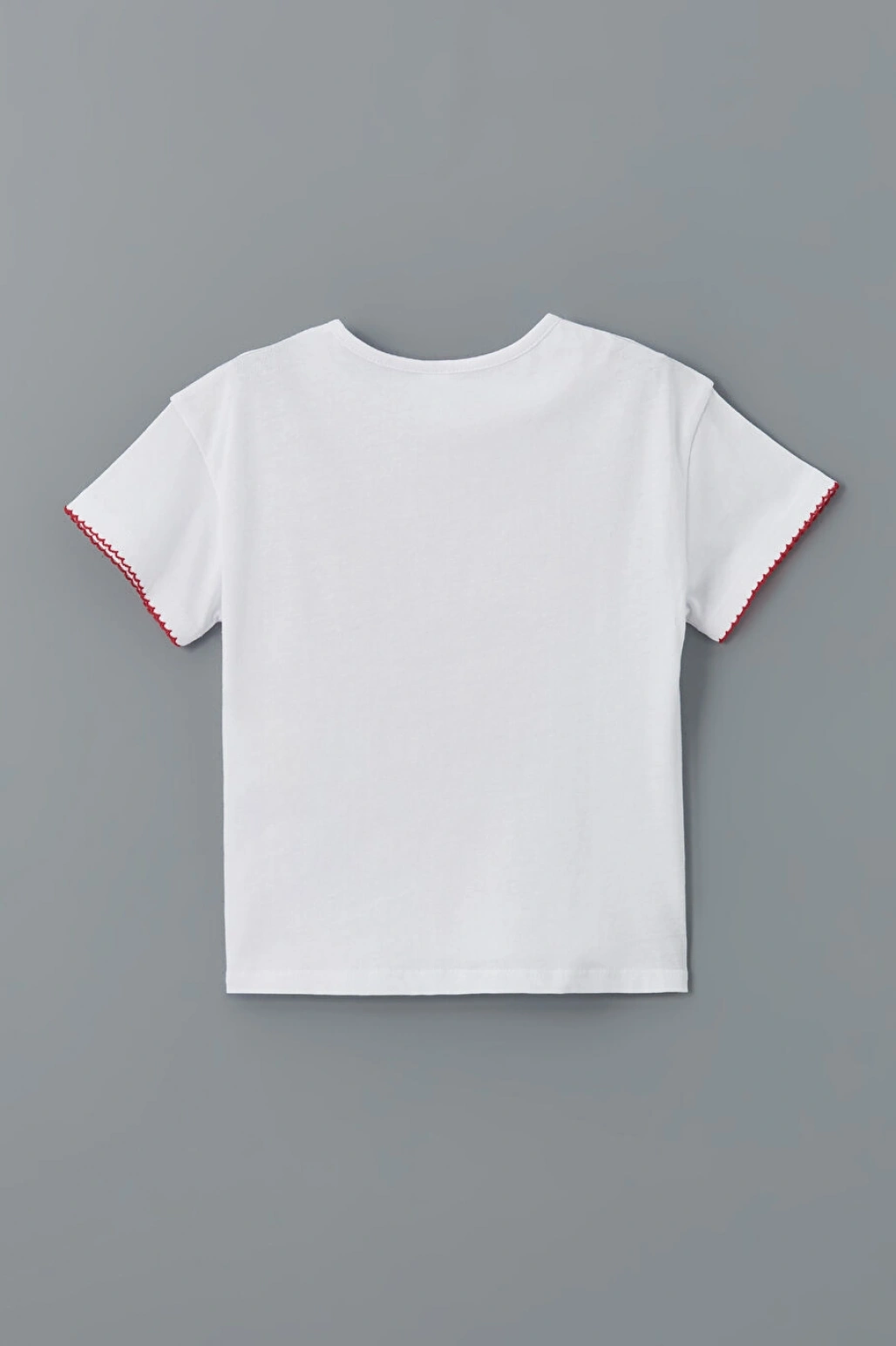 LC Waikiki LCW Kids Ekru Bisiklet Yaka Kurdele Baskılı Kız Çocuk Tişört