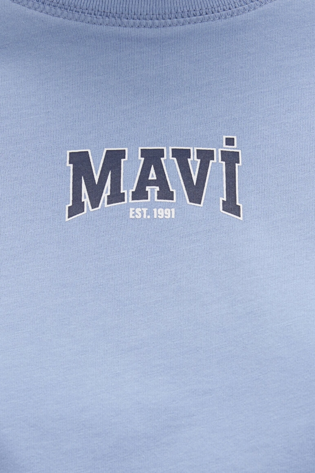 Mavi Logo Baskılı Crop Tişört Crop / Kısa Kesim