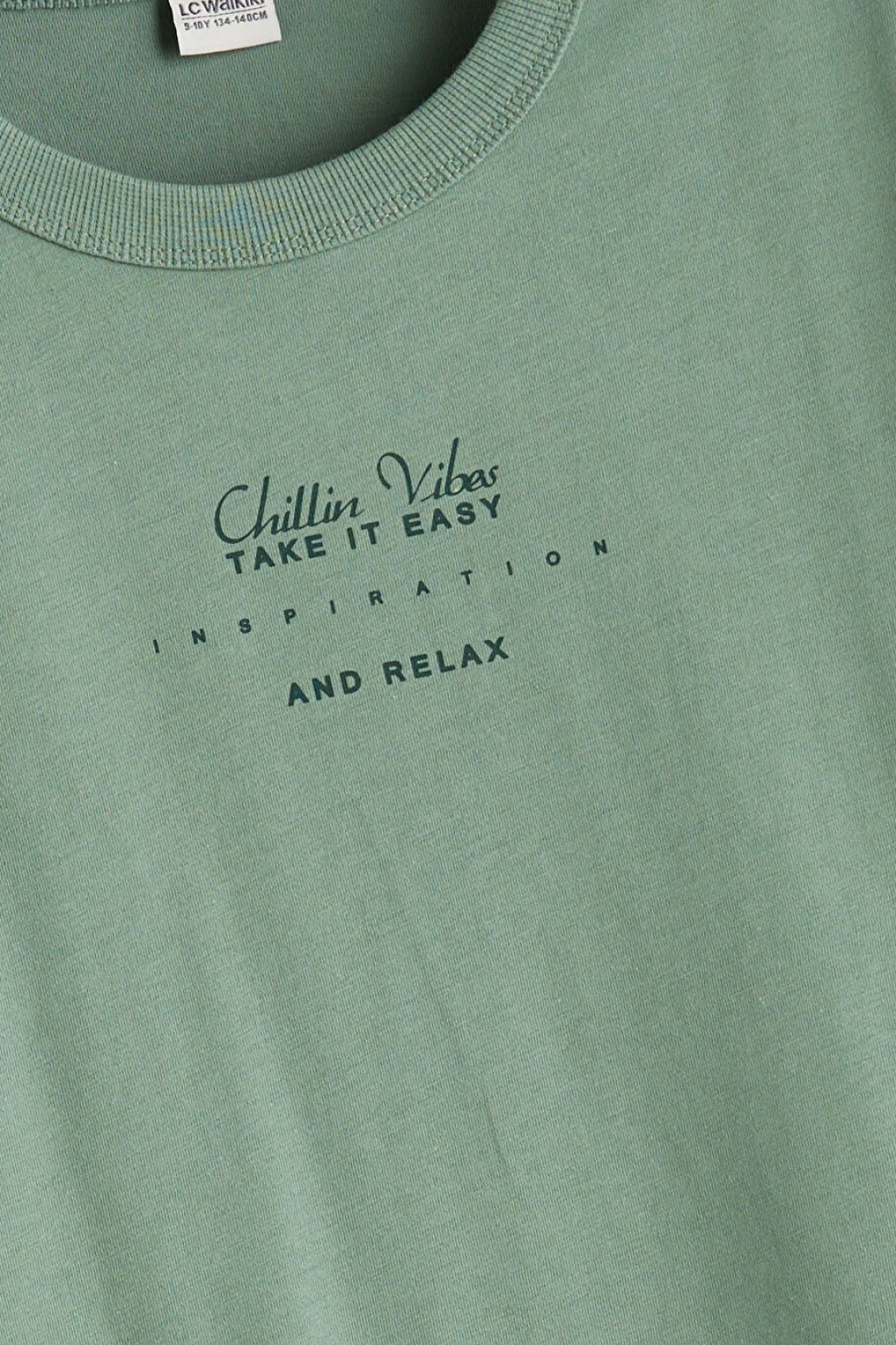 LCW Kids Yeşil Bisiklet Yaka Erkek Çocuk Tişört