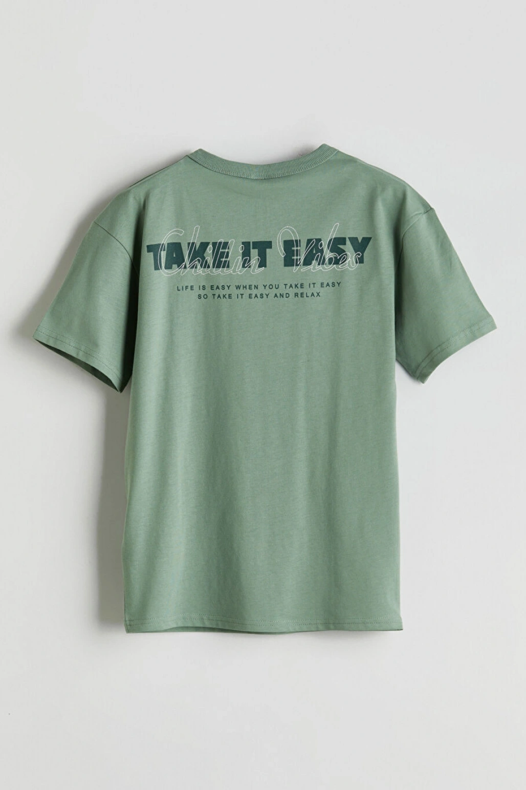 LCW Kids Yeşil Bisiklet Yaka Erkek Çocuk Tişört