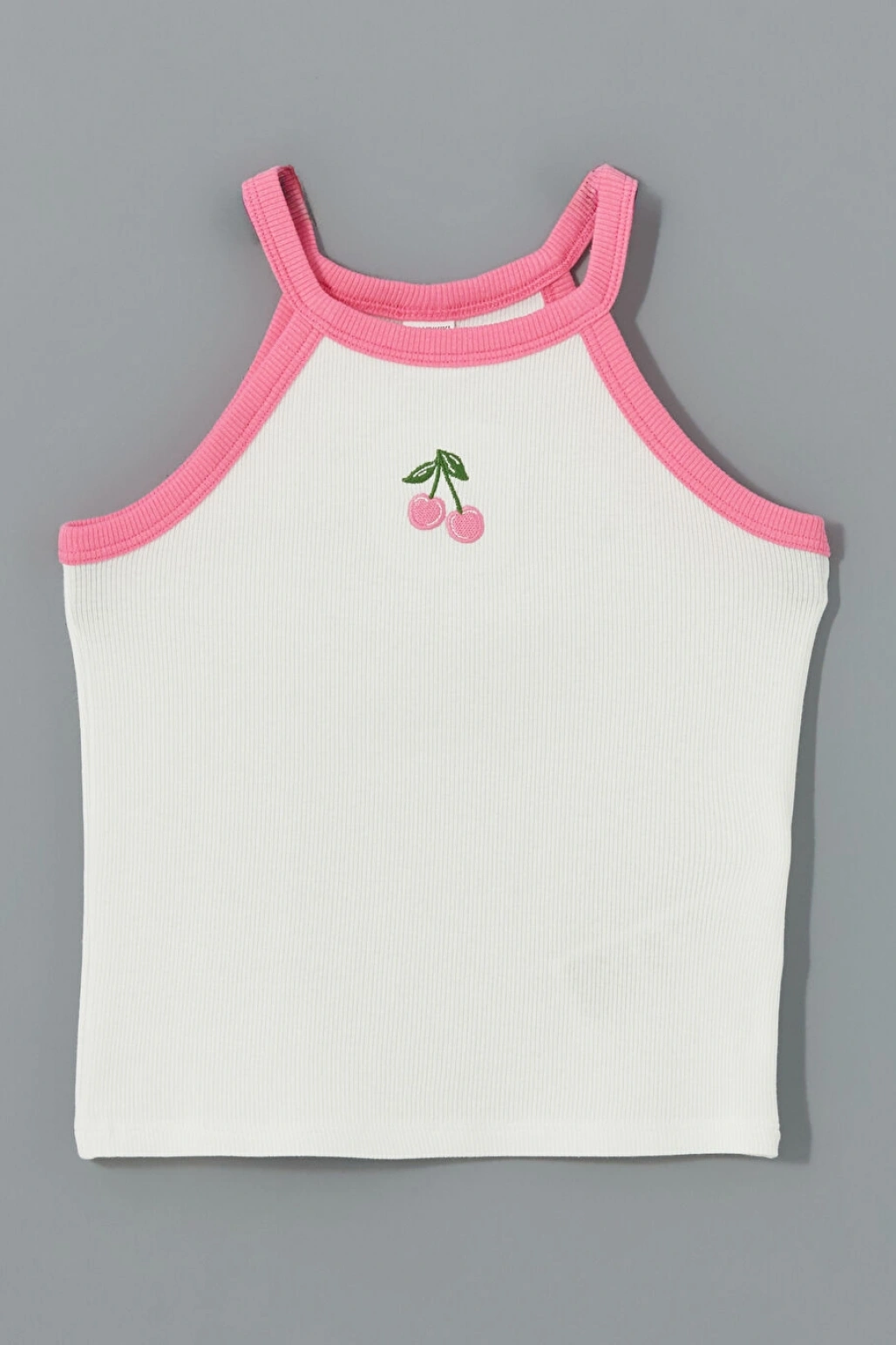 LCW Kids Ekru Halter Yaka Nakışlı Penye Kız Çocuk Atlet