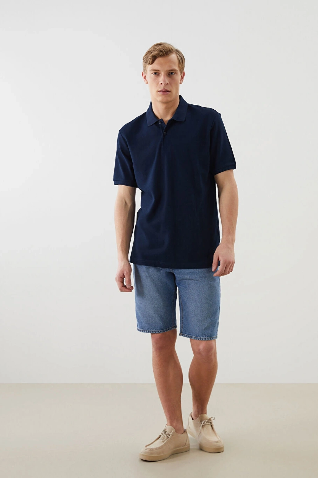 LCWAIKIKI Classic Lacivert Polo Yaka Kısa Kollu Pike Erkek Tişört