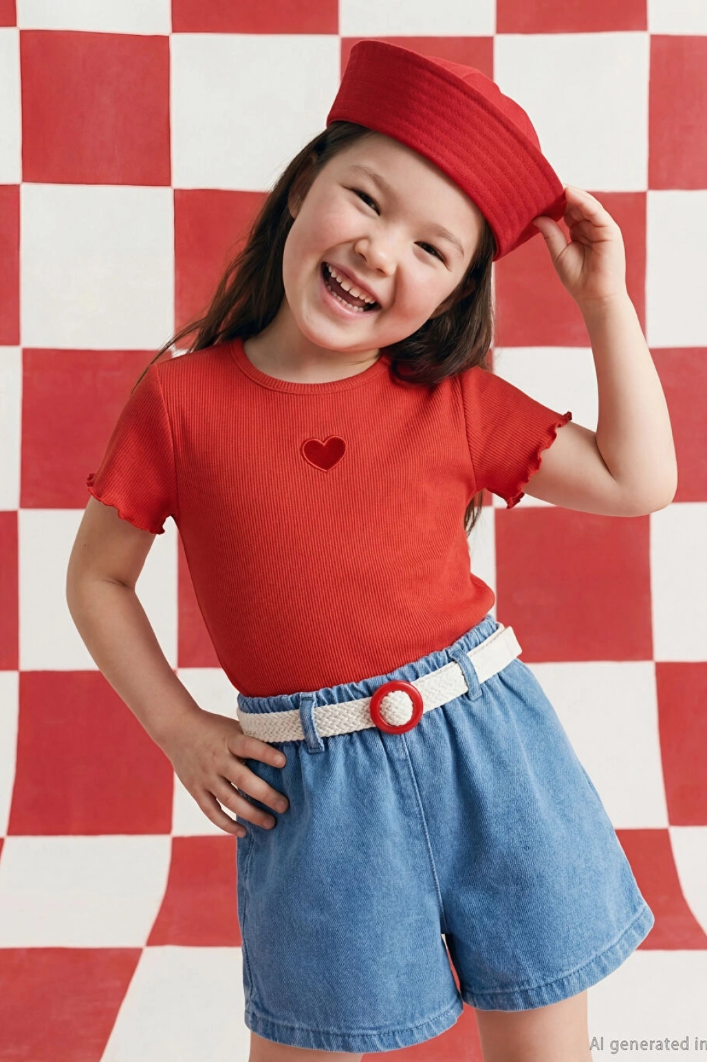 LCW Kids Indigo Beli Kemerli Kız Çocuk Jean Şort