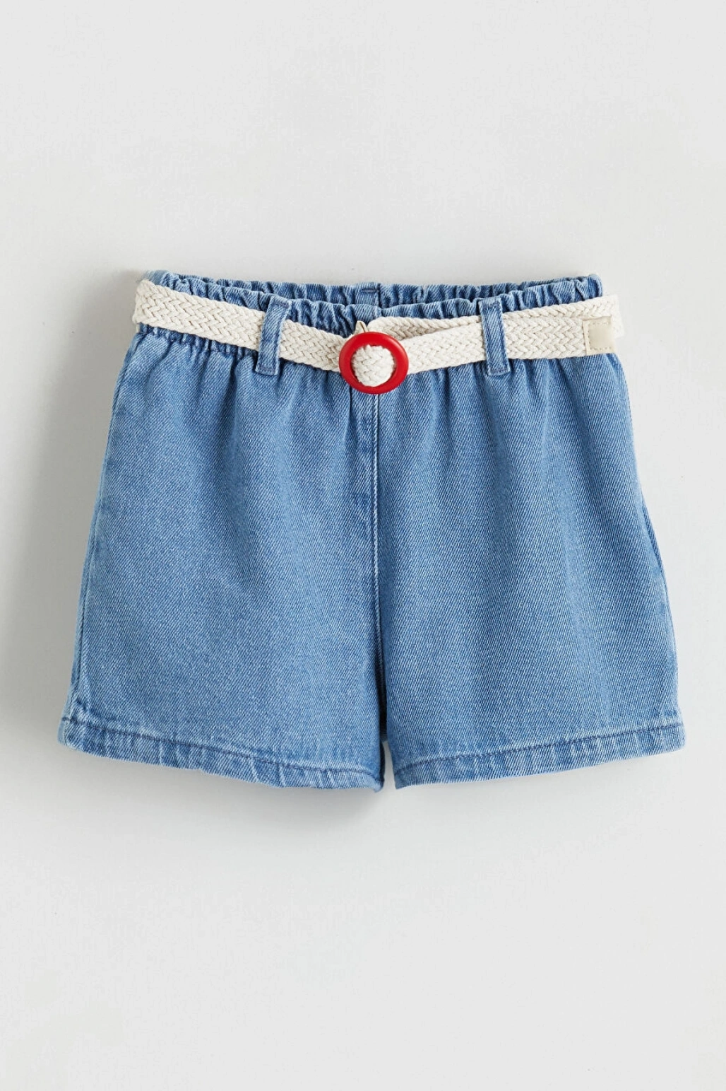 LCW Kids Indigo Beli Kemerli Kız Çocuk Jean Şort