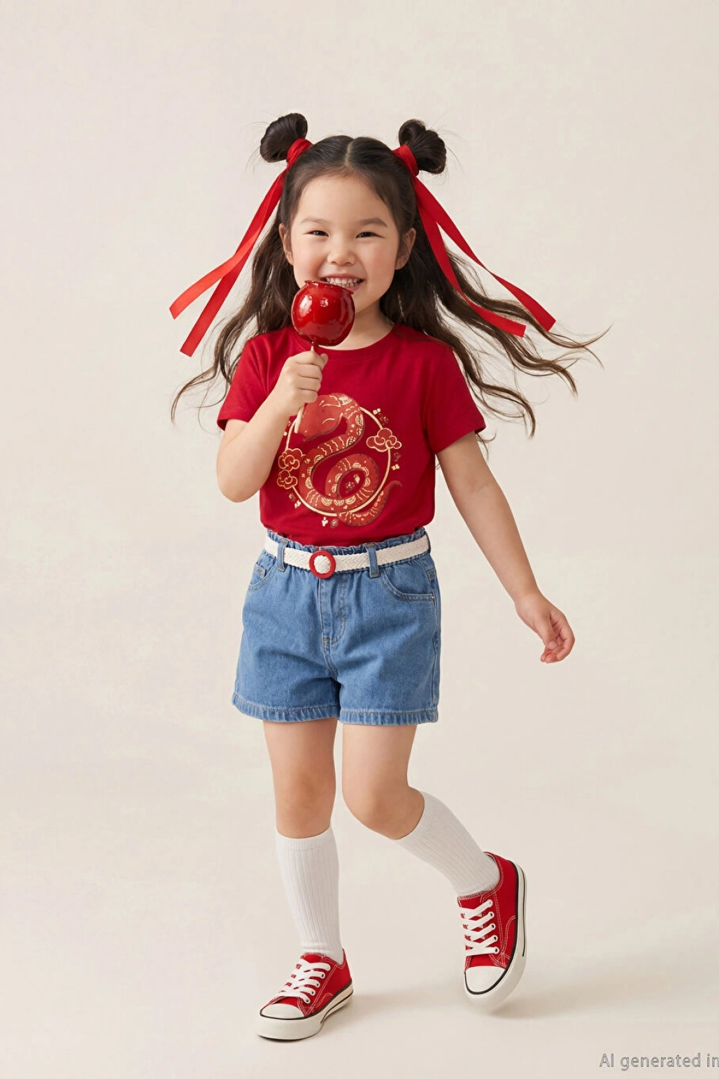 LCW Kids Indigo Beli Kemerli Kız Çocuk Jean Şort