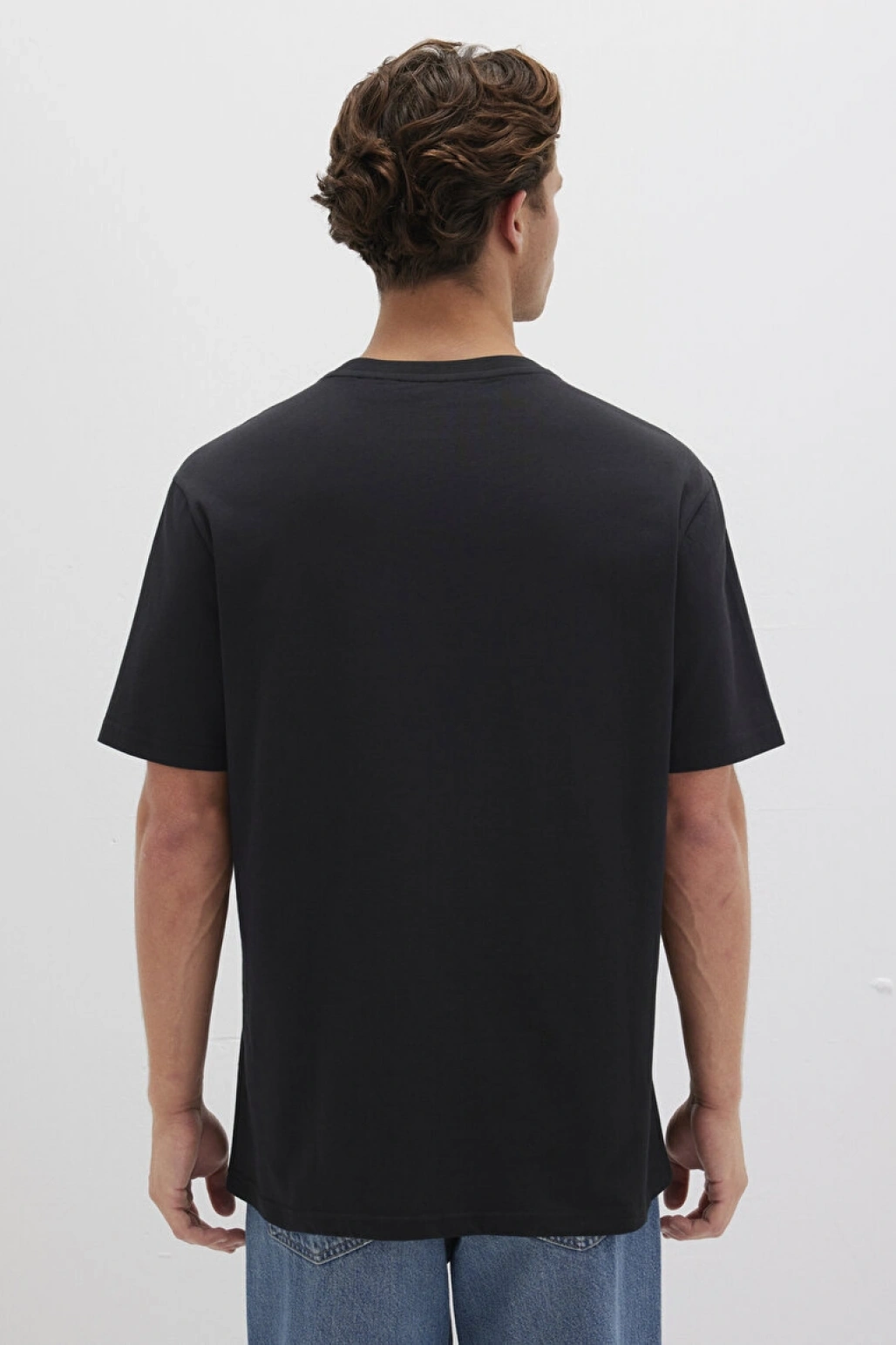 Mavi Batman Baskılı Siyah Tişört Loose Fit / Bol Rahat Kesim