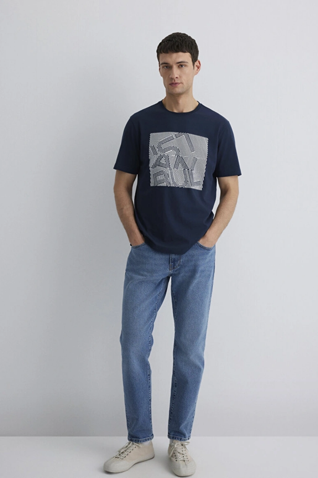 MAVİ İstanbul Baskılı Lacivert Tişört