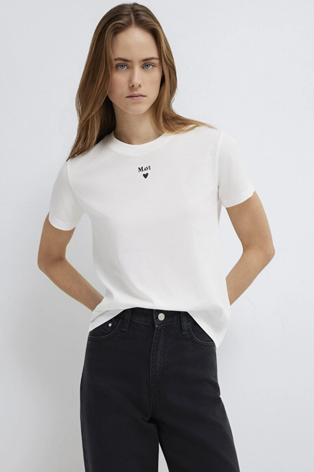 MAVI BASKILI TISÖRT Kırık Beyaz