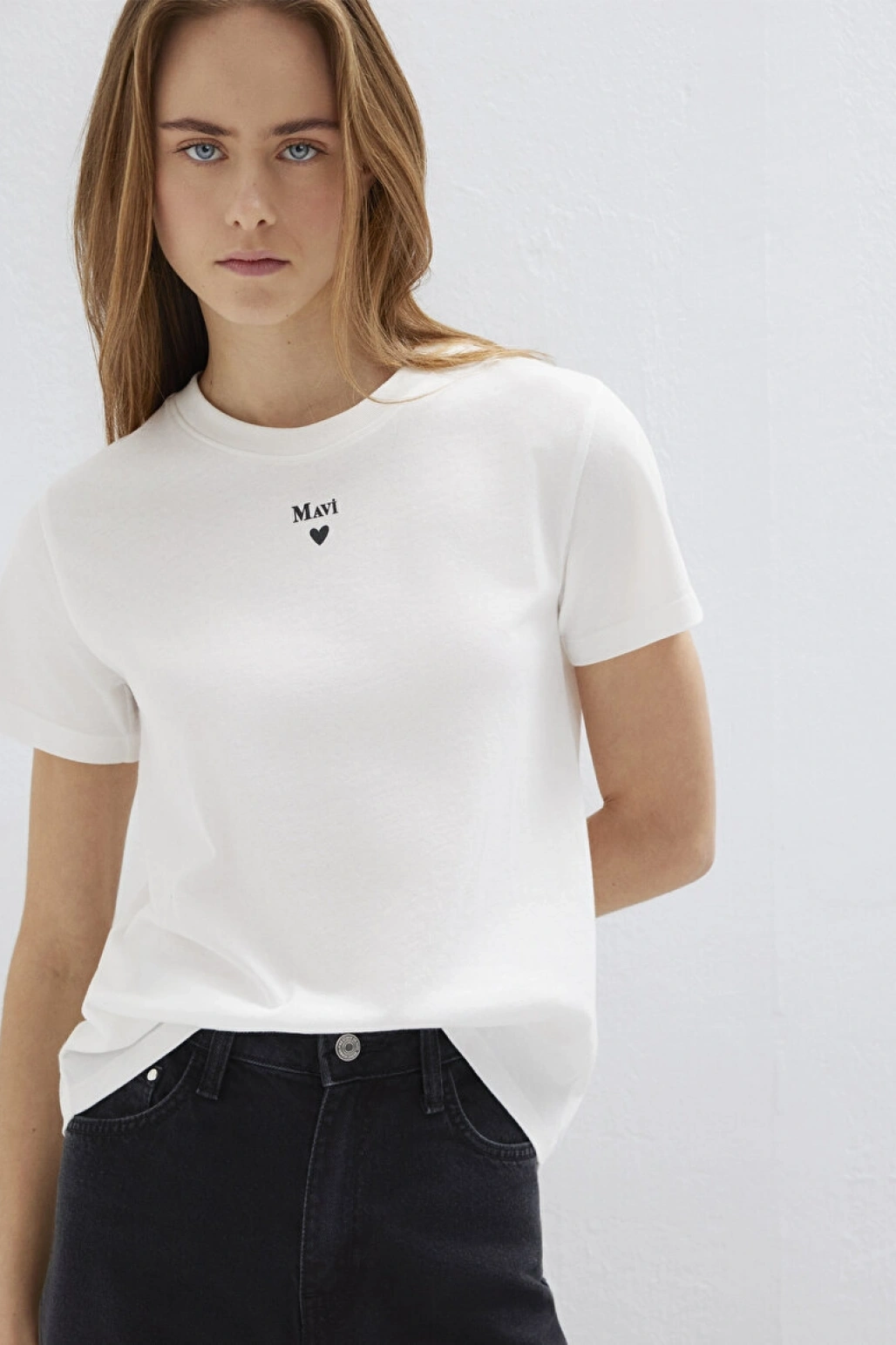 MAVI BASKILI TISÖRT Kırık Beyaz