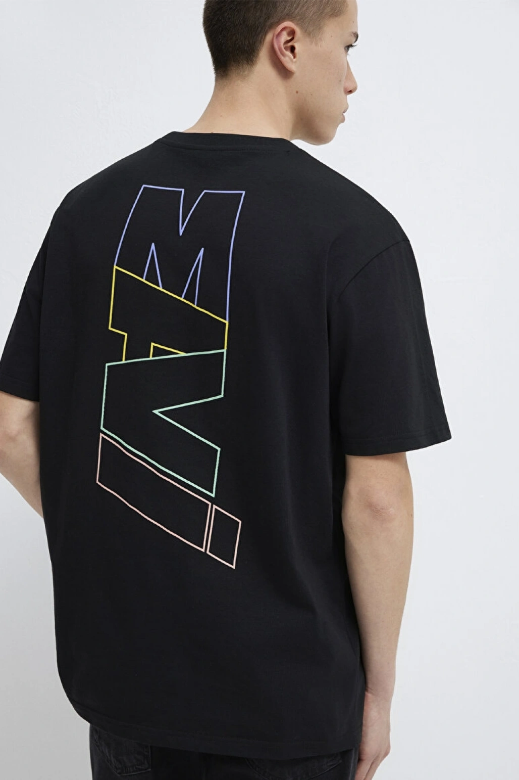 MAVİ BASKILI TİŞÖRT Siyah