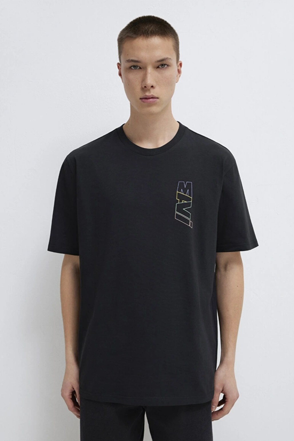 MAVİ BASKILI TİŞÖRT Siyah