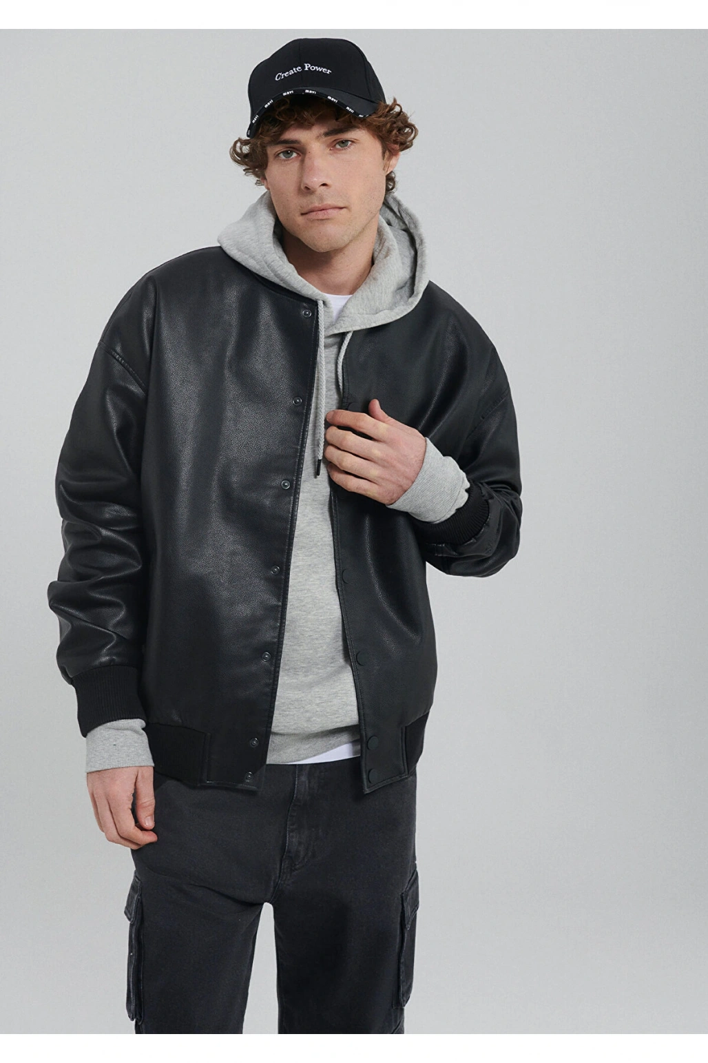 91 BASKILI CEKET Jet Siyah