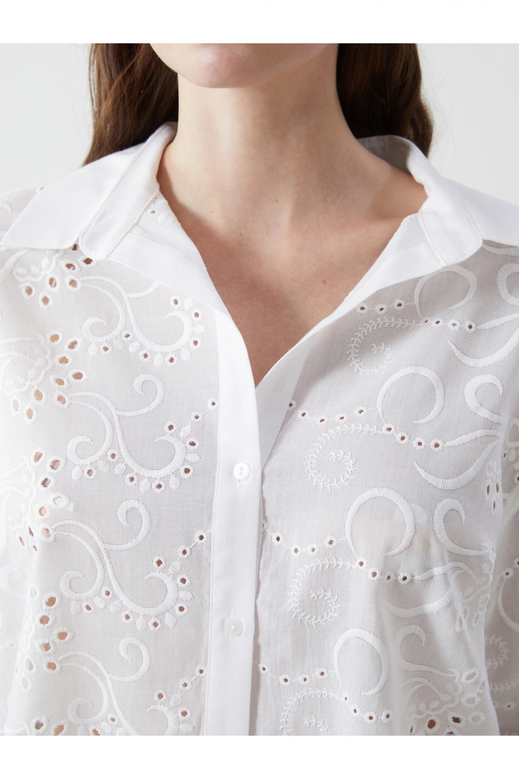 Ajurlu Oversize Kadın Gömlek