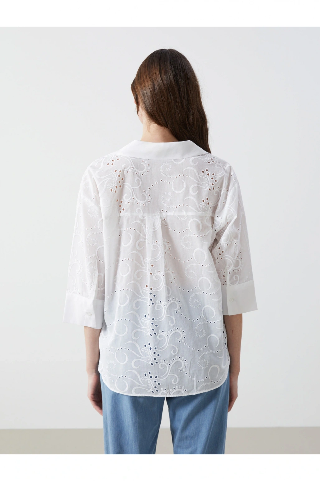 Ajurlu Oversize Kadın Gömlek