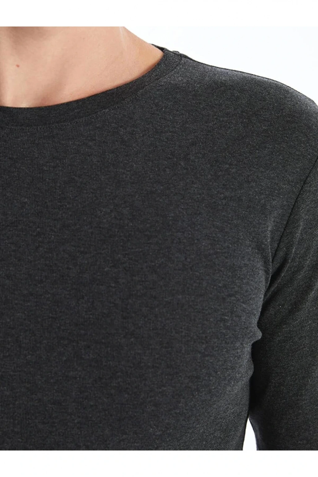Antrasit Bisiklet Yaka Uzun Kollu Erkek Tişört