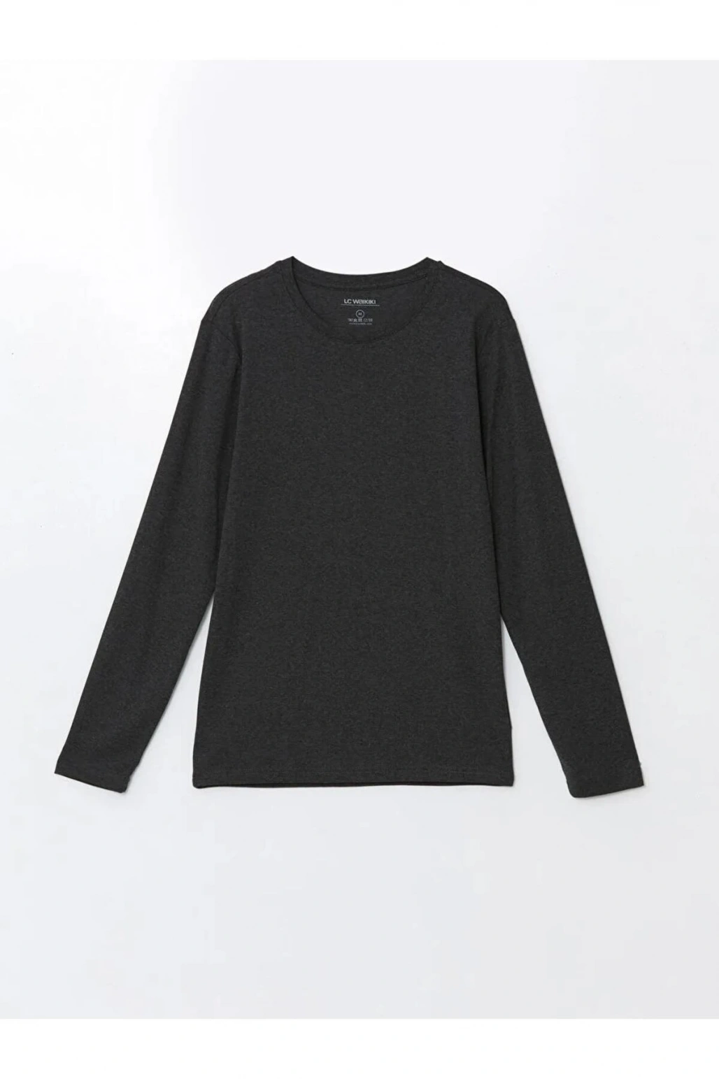 Antrasit Bisiklet Yaka Uzun Kollu Erkek Tişört