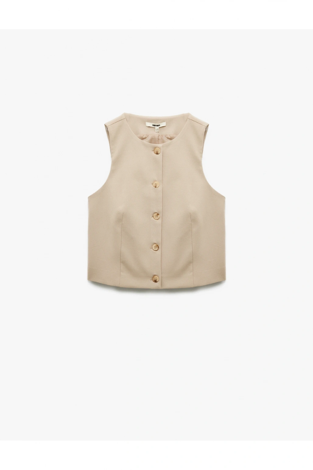 Astarlı Düğmeli Bisiklet Yaka Kolsuz Blazer Yelek