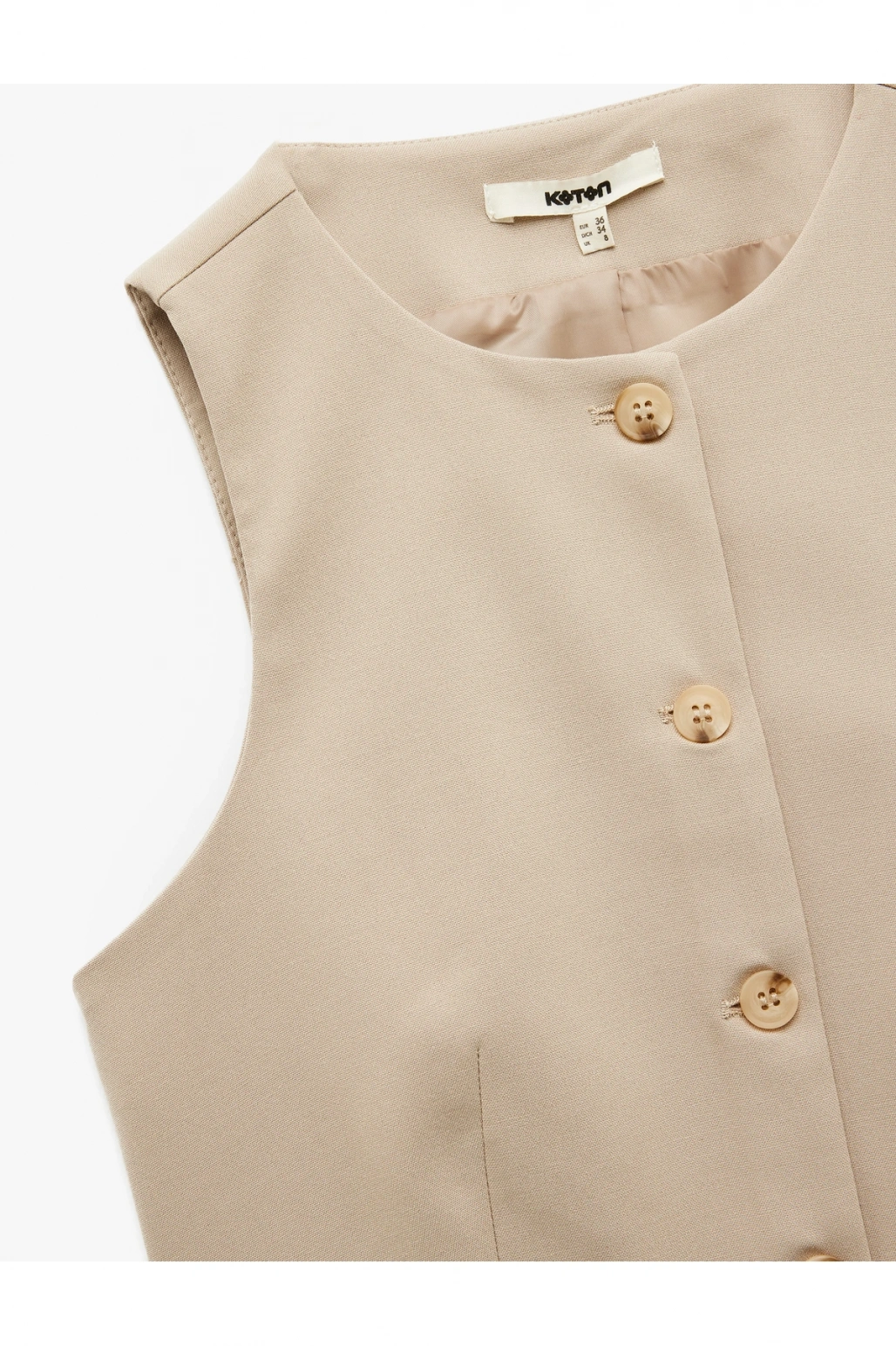 Astarlı Düğmeli Bisiklet Yaka Kolsuz Blazer Yelek