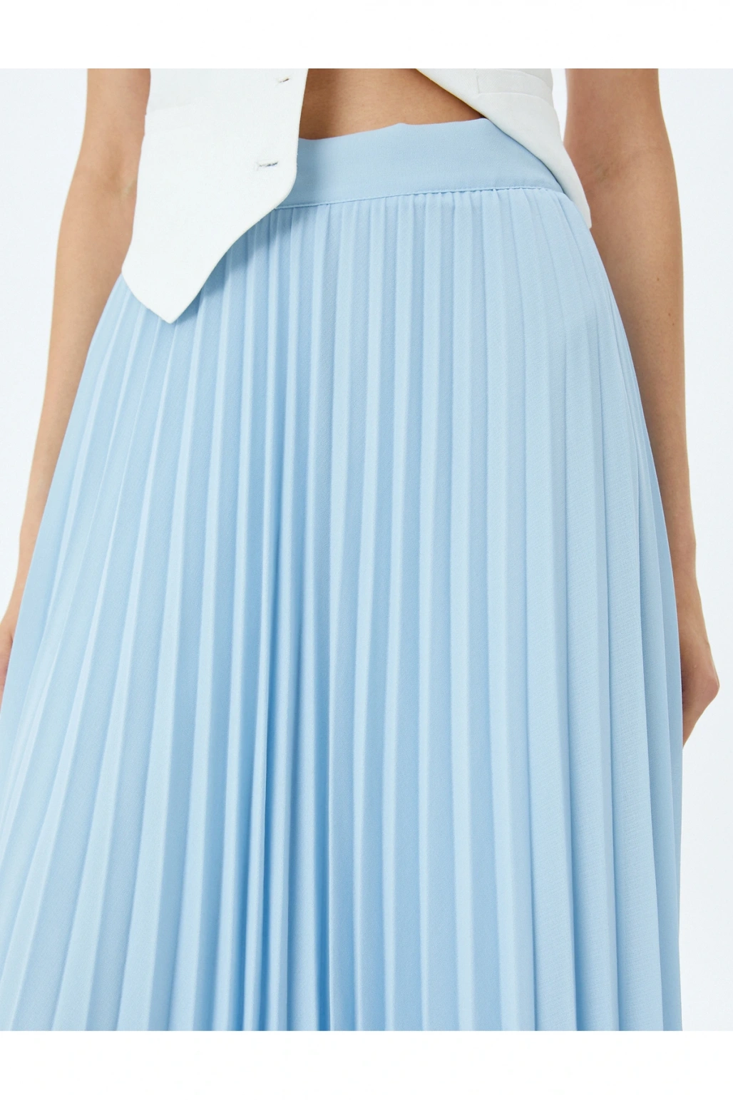 Astarlı Standart Bel Midi Boy Pileli Etek