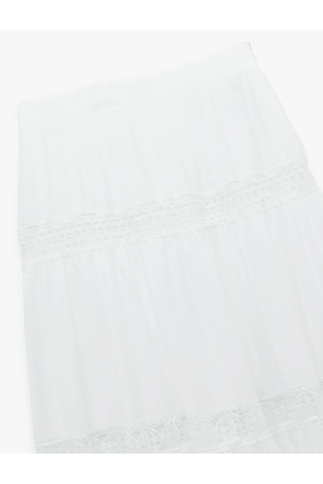 Astarlı Viskon Kumaş Karışımlı Dantel Detaylı Katmanlı Uzun Etek