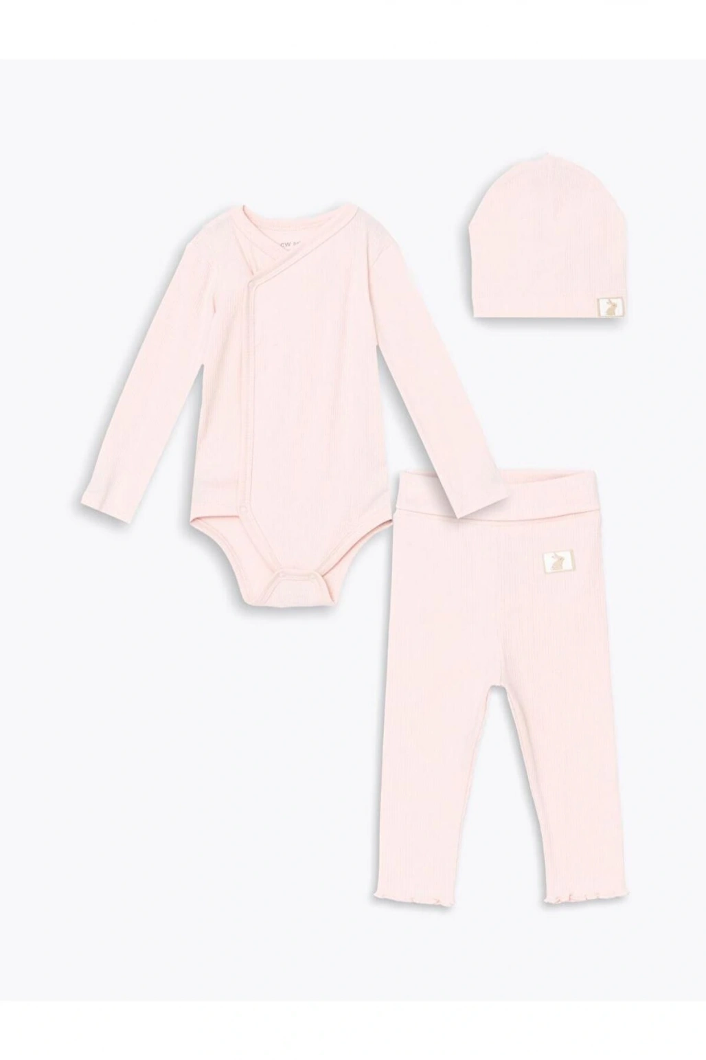 baby Pembe Bisiklet Yaka Kız Bebek Hastane Çıkış Seti 3lü