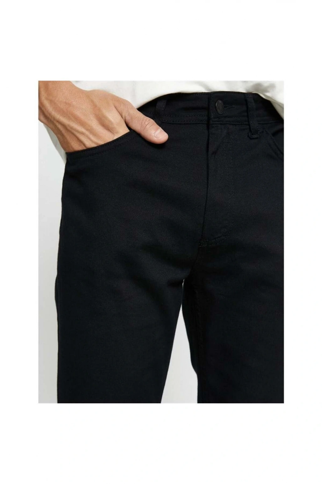 Basic Gabardin Pantolon Slim Fit Düğme Detaylı Cepli