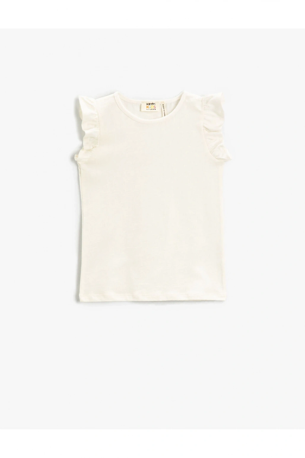 Basic Kolları Fırfırlı Tişört Pamuklu