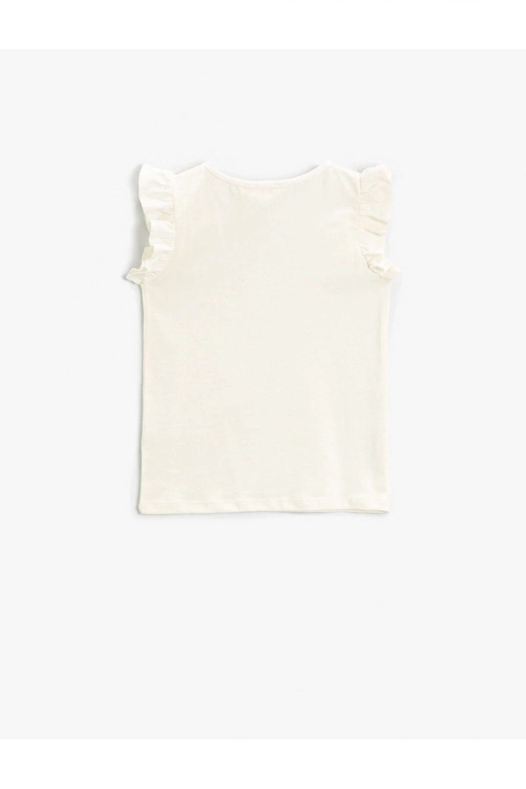 Basic Kolları Fırfırlı Tişört Pamuklu