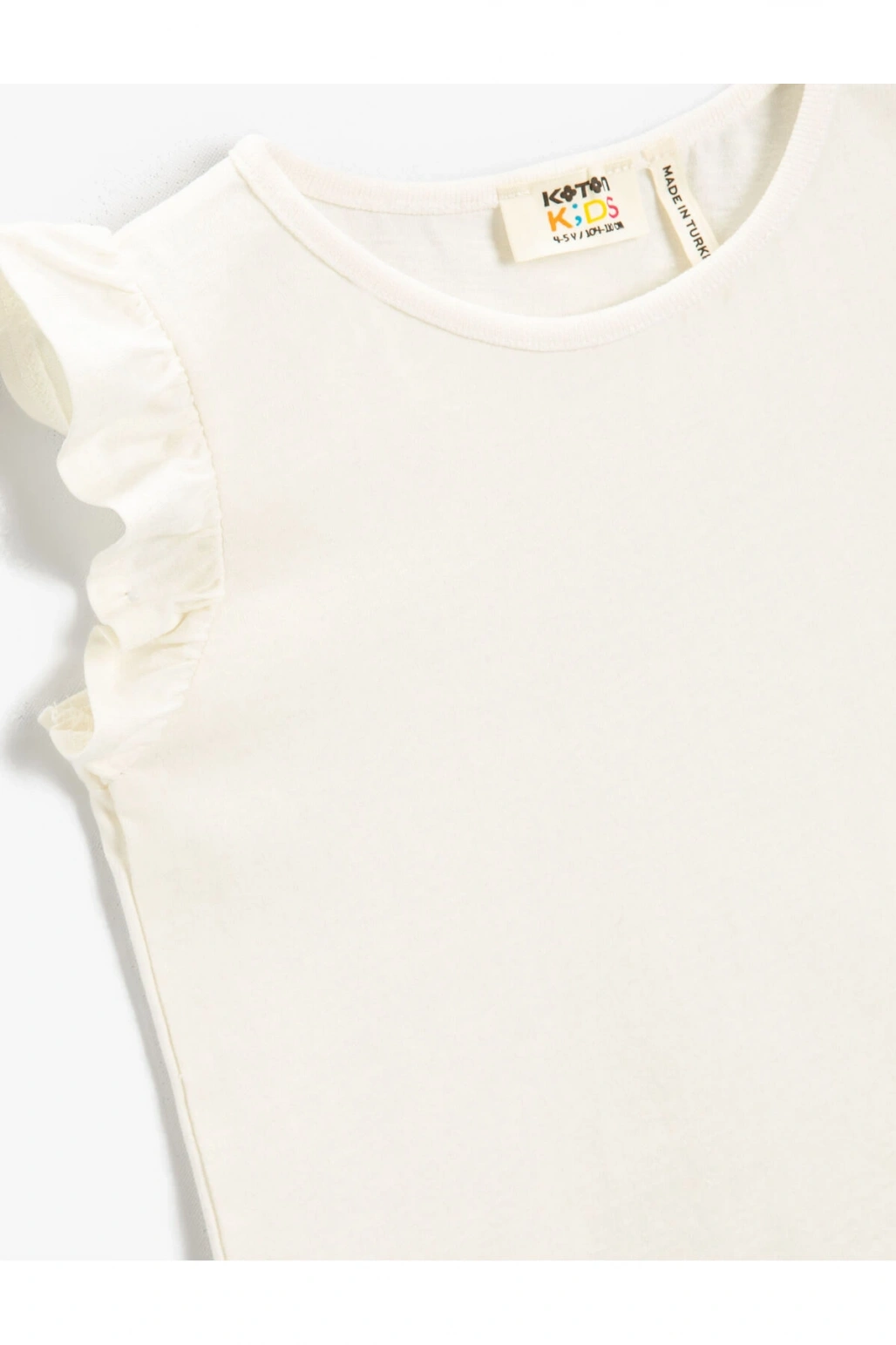 Basic Kolları Fırfırlı Tişört Pamuklu