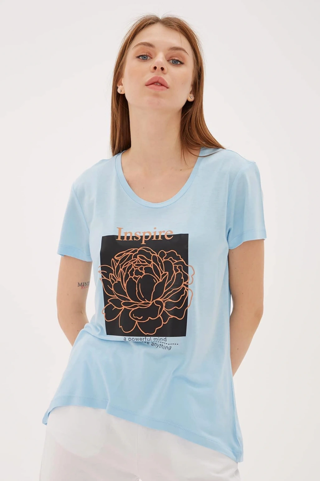 Baskılı T-shirt Mavi / Blue