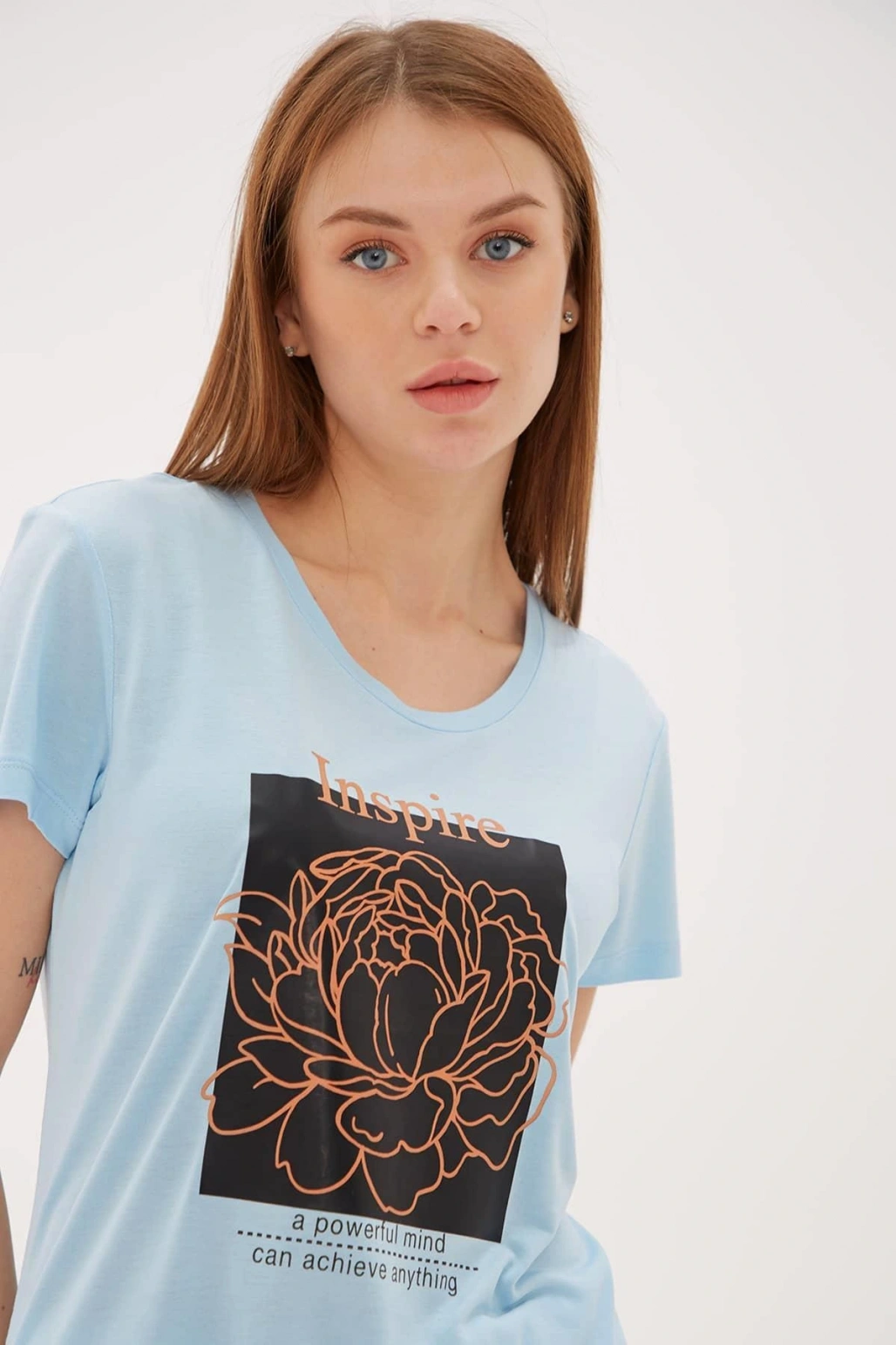 Baskılı T-shirt Mavi / Blue