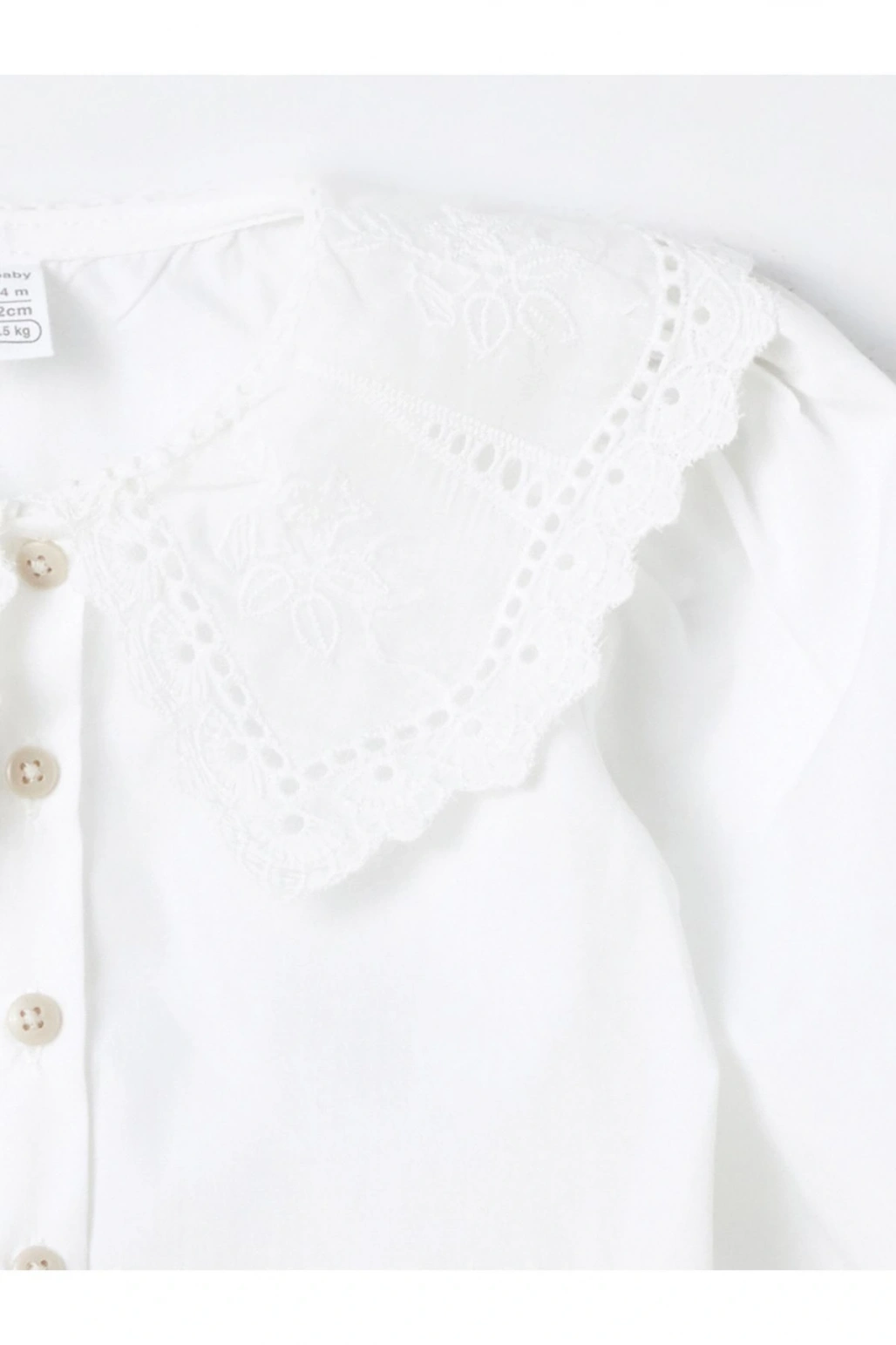 Bebe Yaka Fırfırlı Uzun Kollu Kız Bebek Gömlek