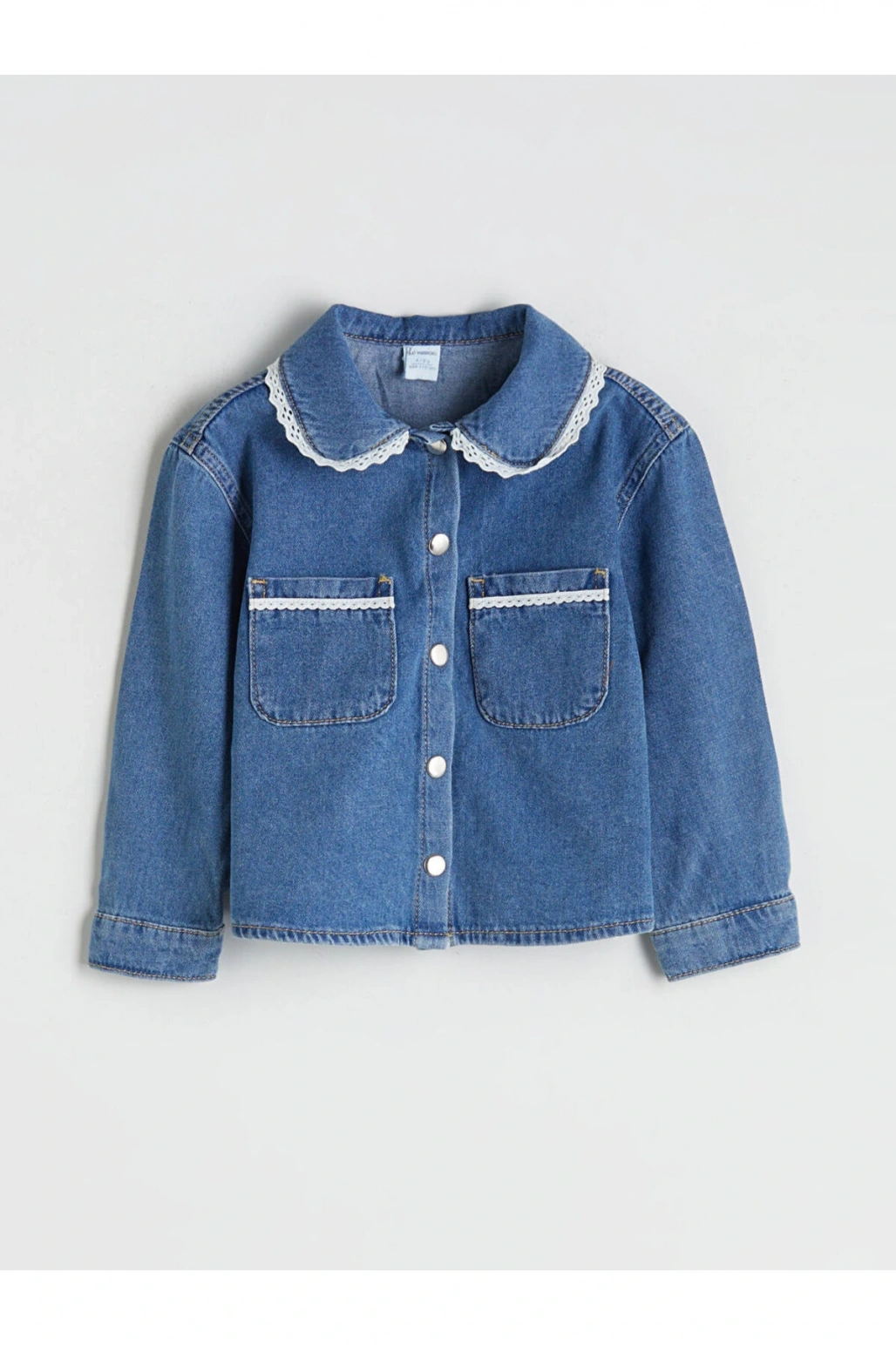 Bebe Yaka Kız Çocuk Jean Ceket