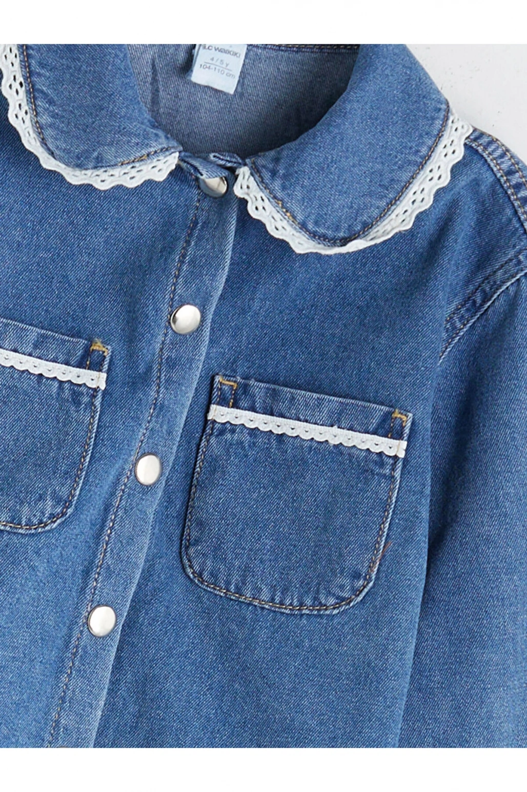 Bebe Yaka Kız Çocuk Jean Ceket