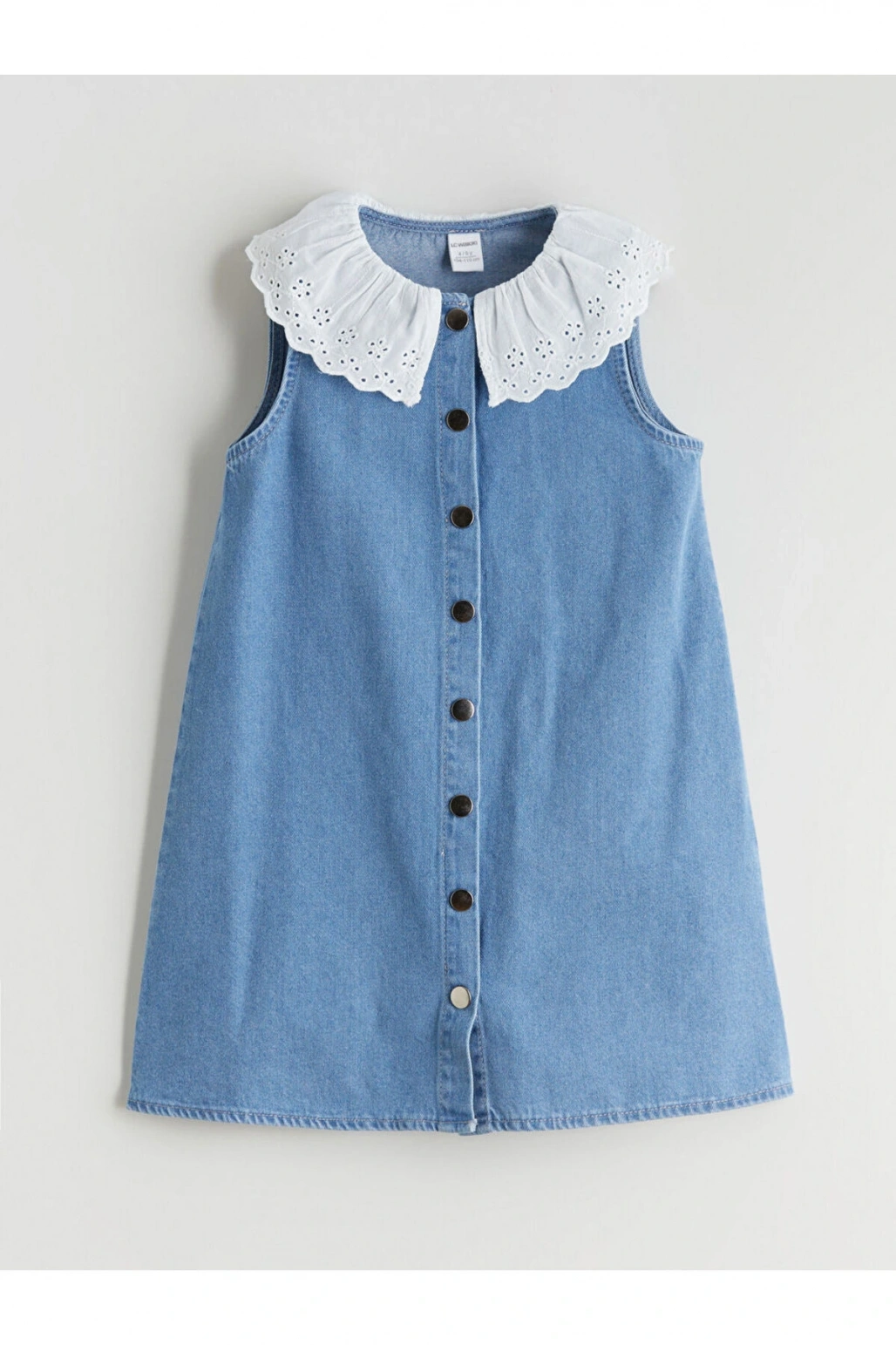 Bebe Yaka Kız Çocuk Jean Elbise