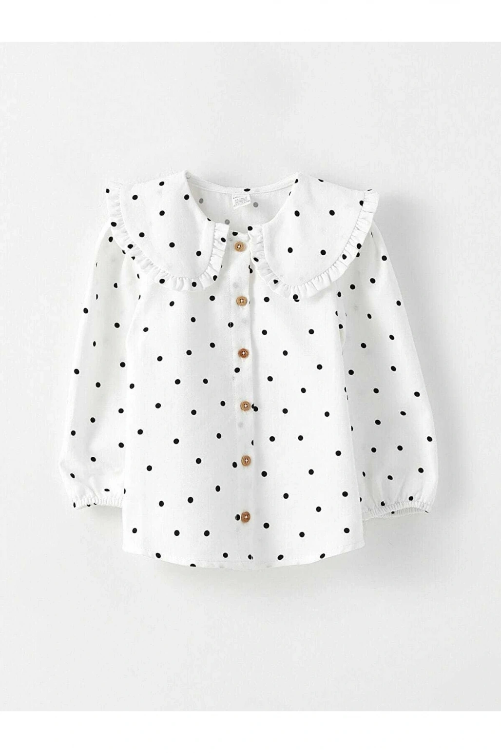 Bebe Yaka Uzun Kollu Desenli Pamuklu Kız Bebek Gömlek