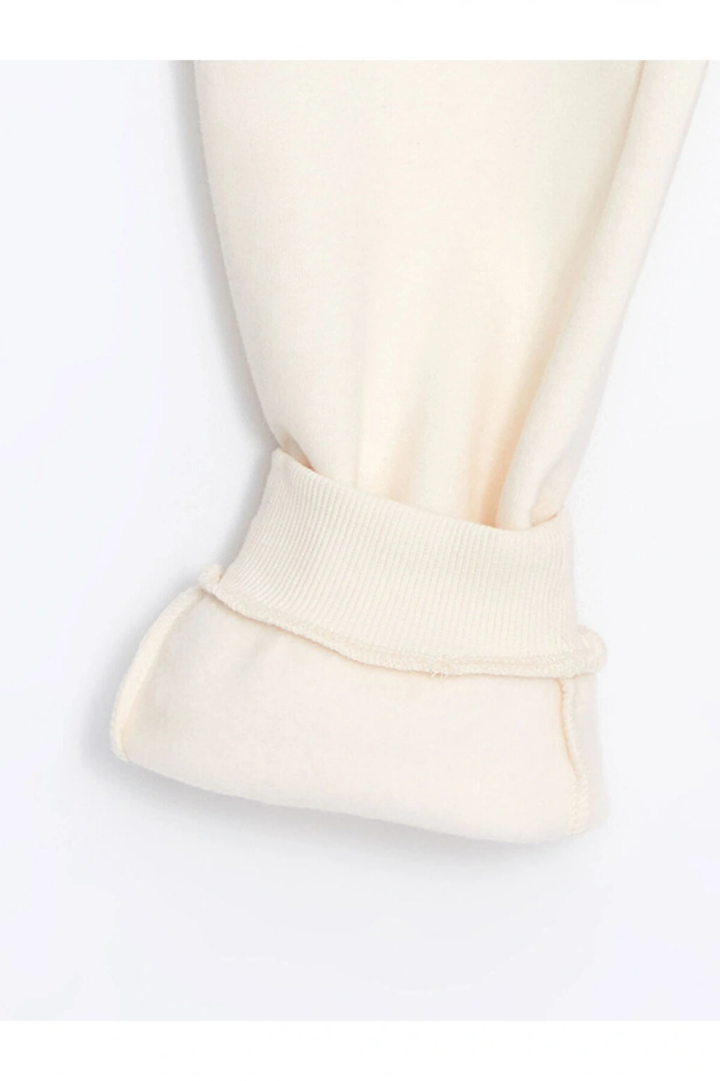 Bej Beli Lastikli Kız Çocuk Kalın Jogger Eşofman Altı