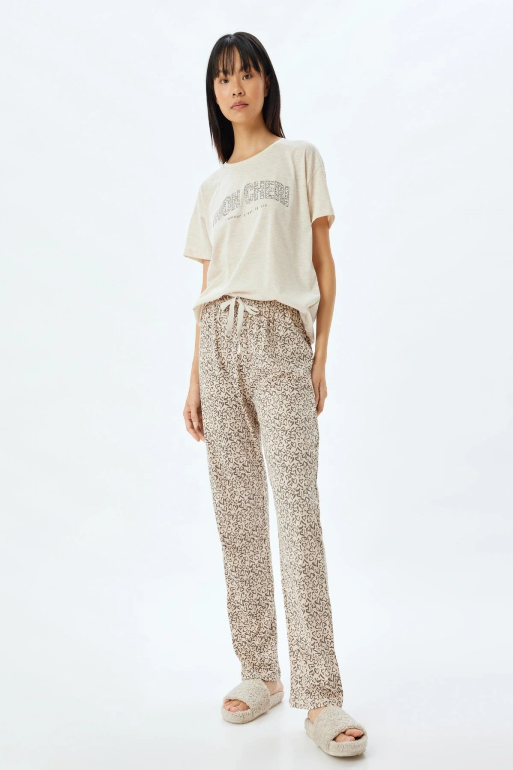 Bej Melanj Kadın Pijama Takımı 5WLK40044MK