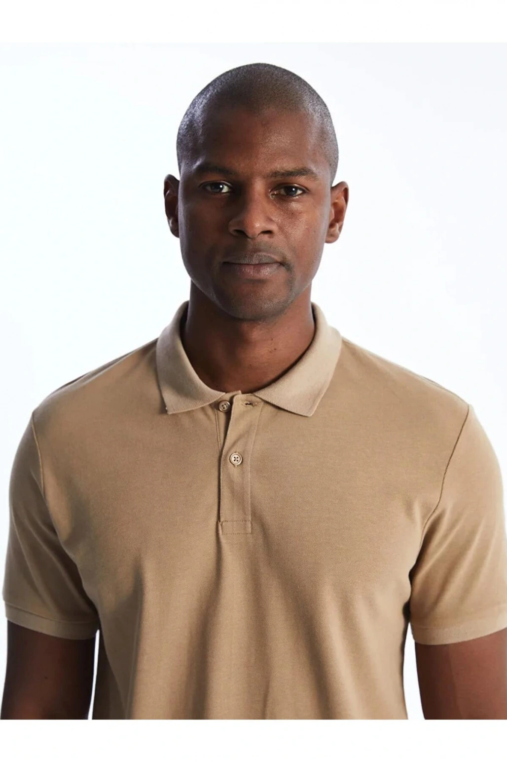 Bej Polo Yaka Kısa Kollu Erkek Tişört
