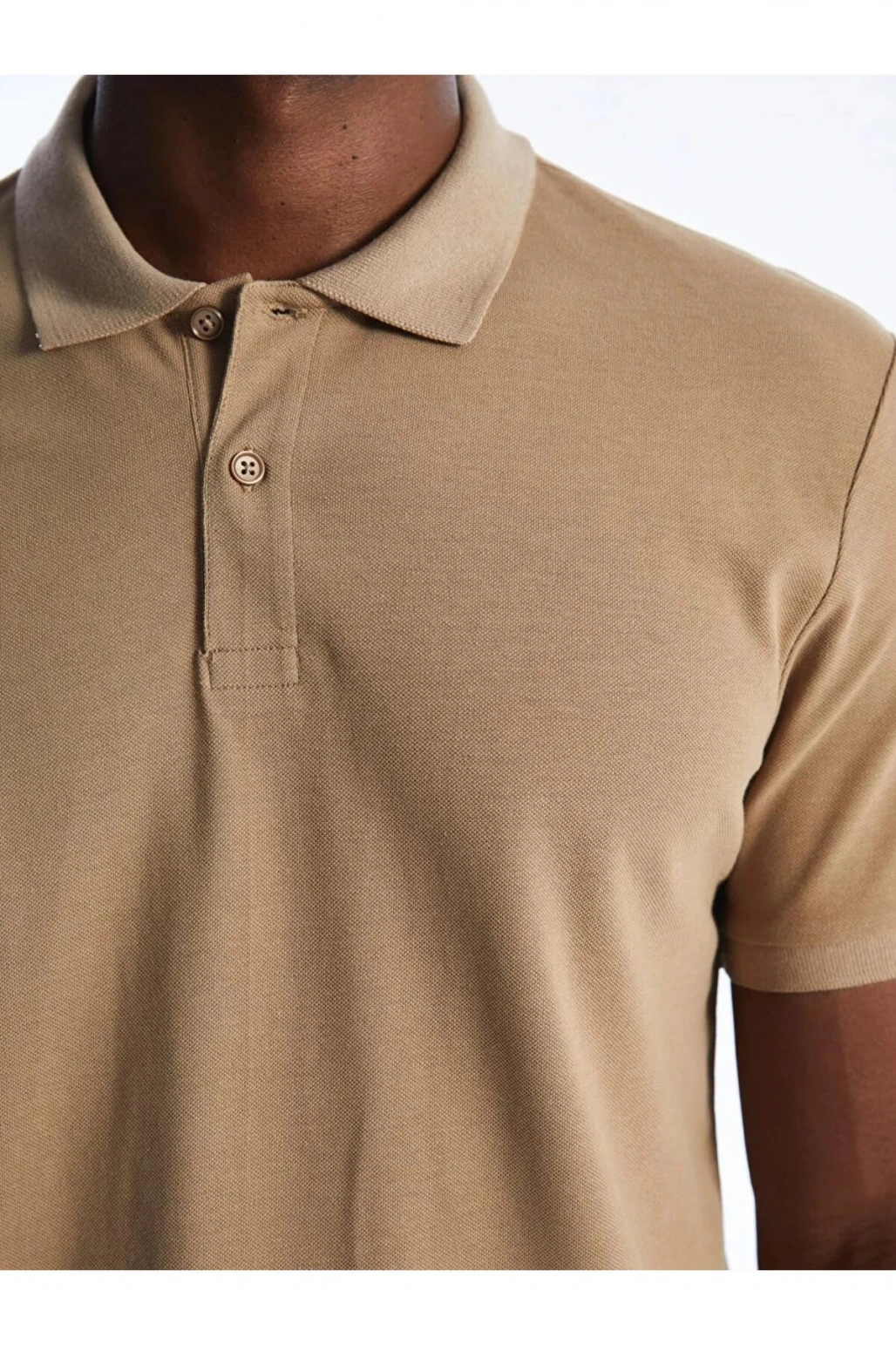 Bej Polo Yaka Kısa Kollu Erkek Tişört
