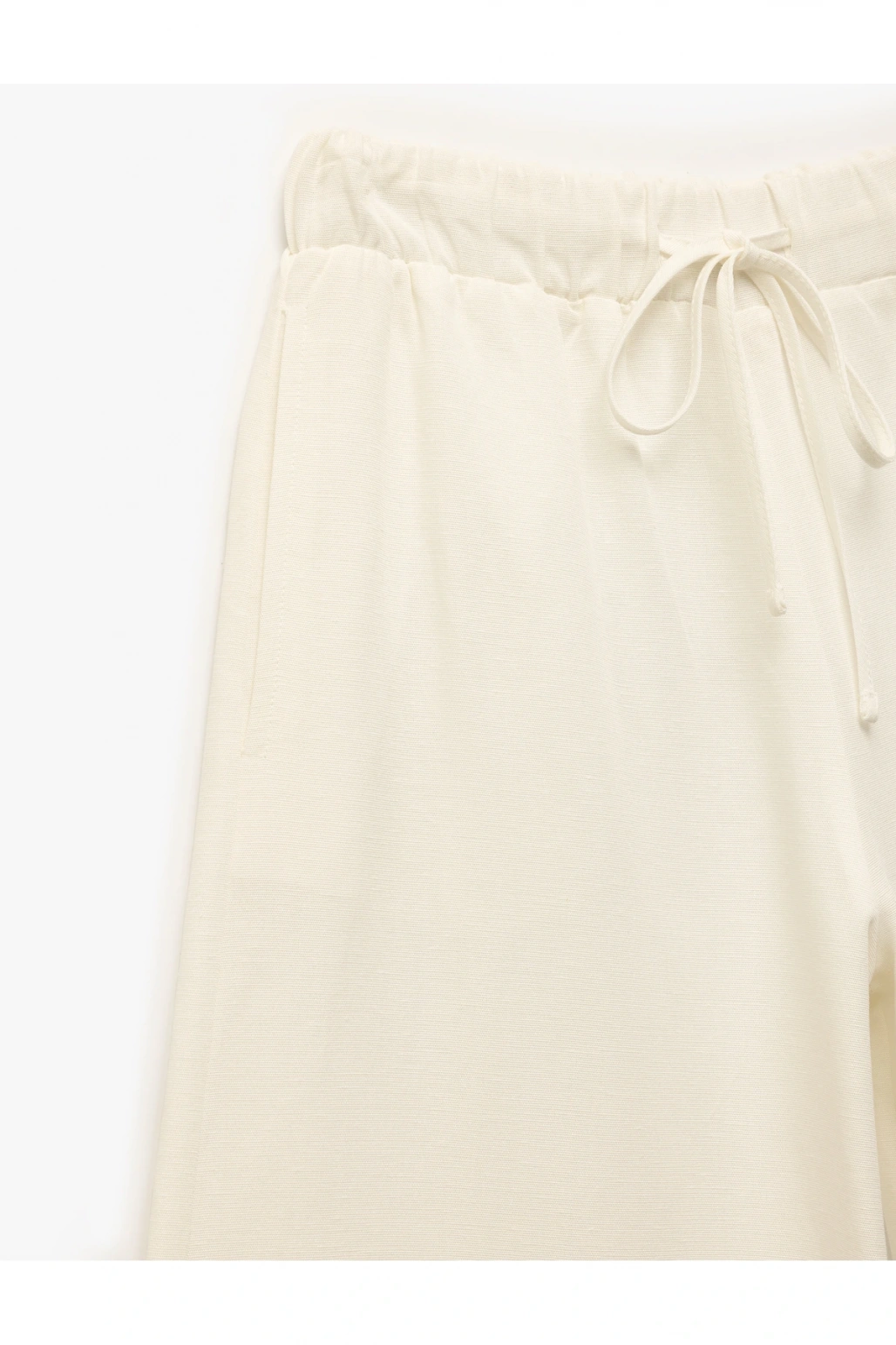 Beli Bağcıklı Cepli Palazzo Viskon Keten Karışımlı Pantolon