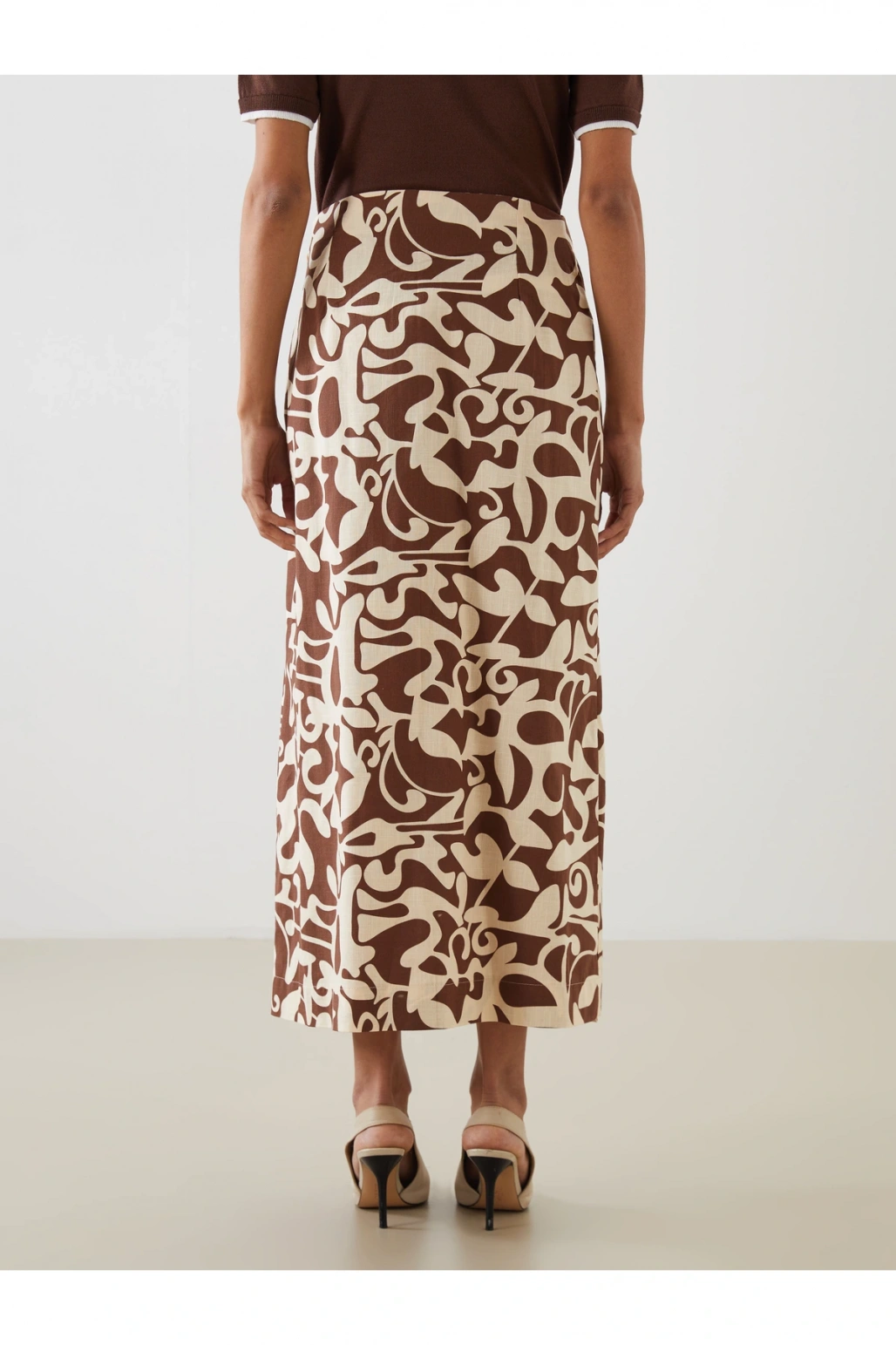 Beli Bağlamalı Desenli Poplin Etek