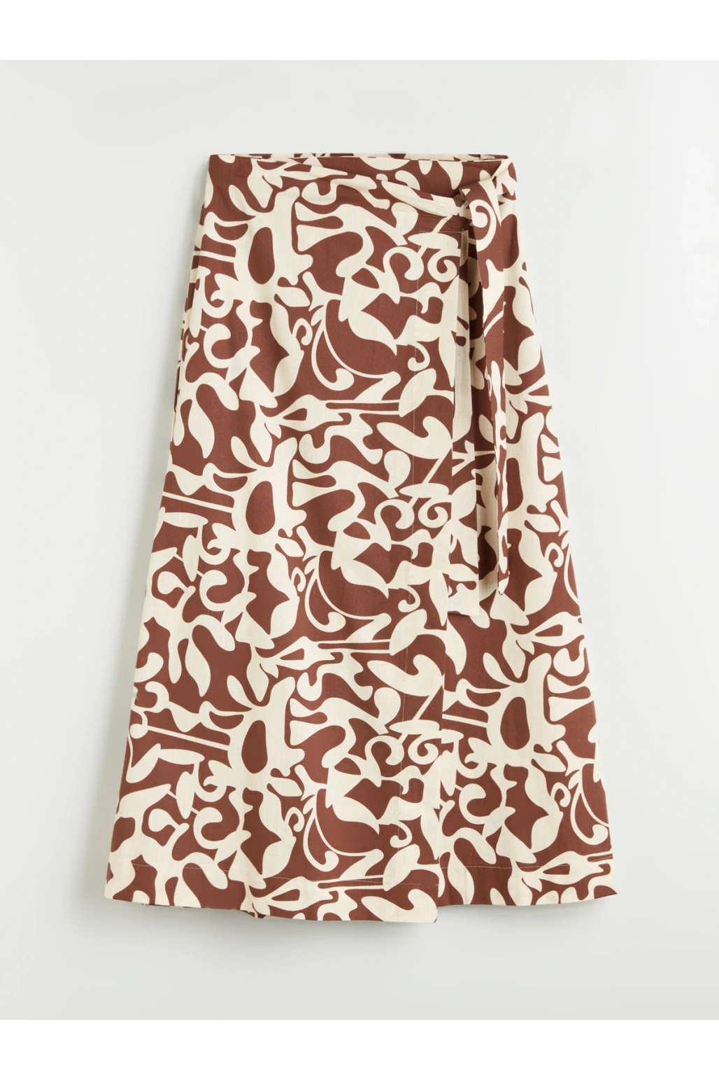 Beli Bağlamalı Desenli Poplin Etek