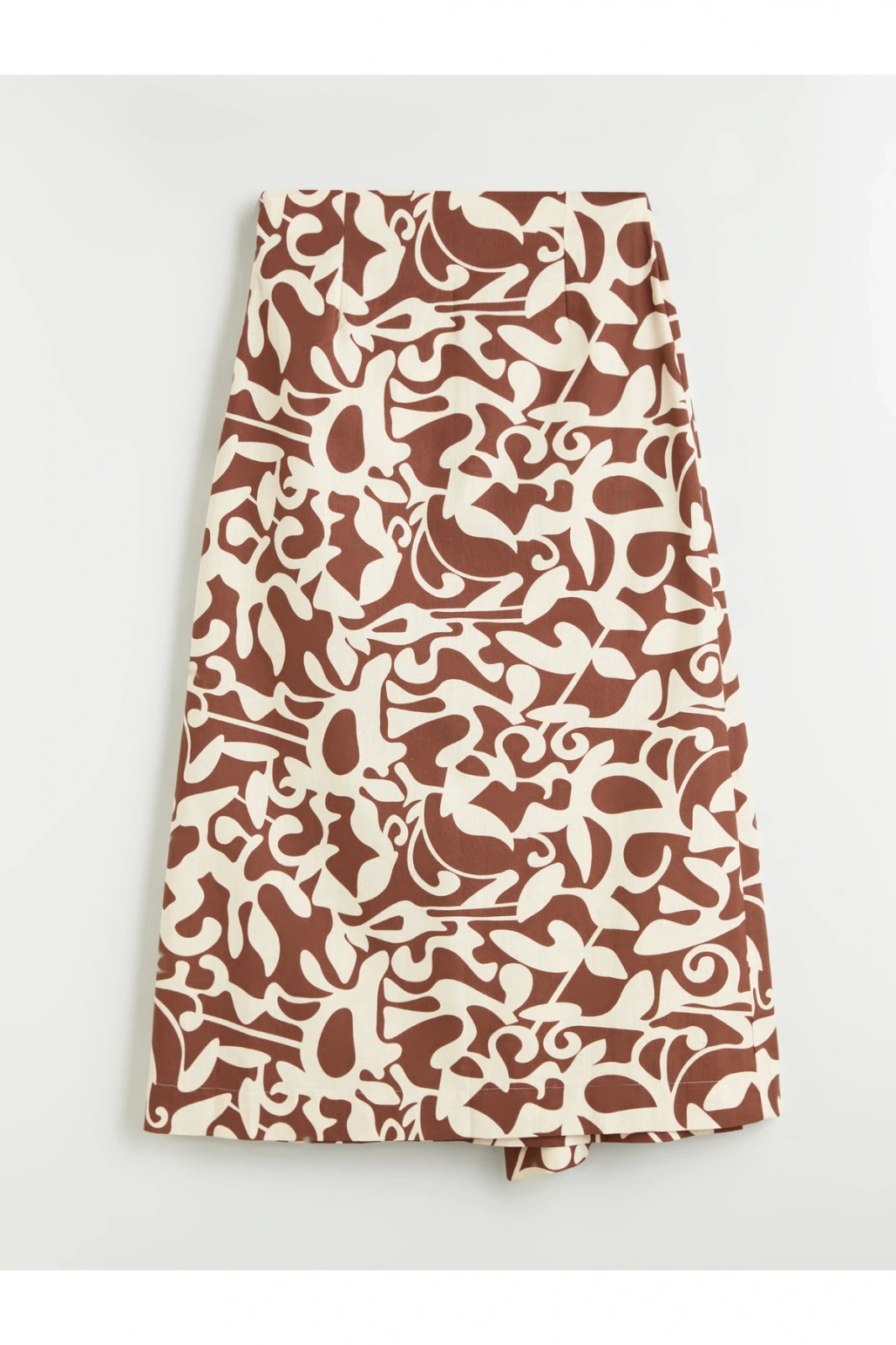 Beli Bağlamalı Desenli Poplin Etek